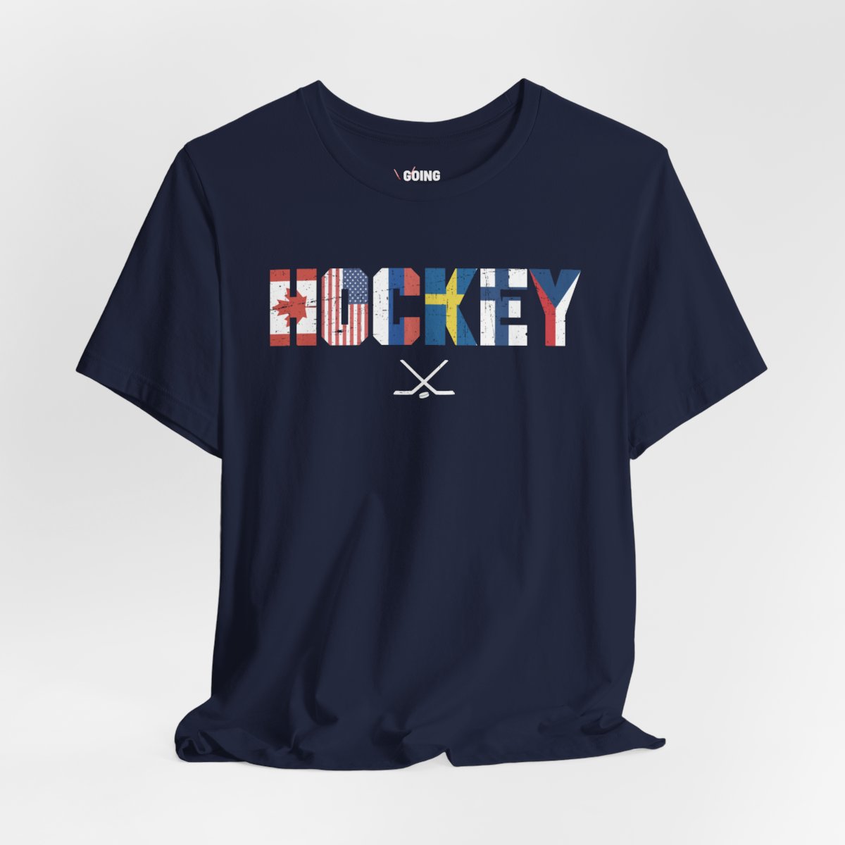 Navy Front - Hockey Flags - Hockey T-Shirt - International Hockey Flags Hockey Shirt - Hockey Gifts - Gift For Hockey Players