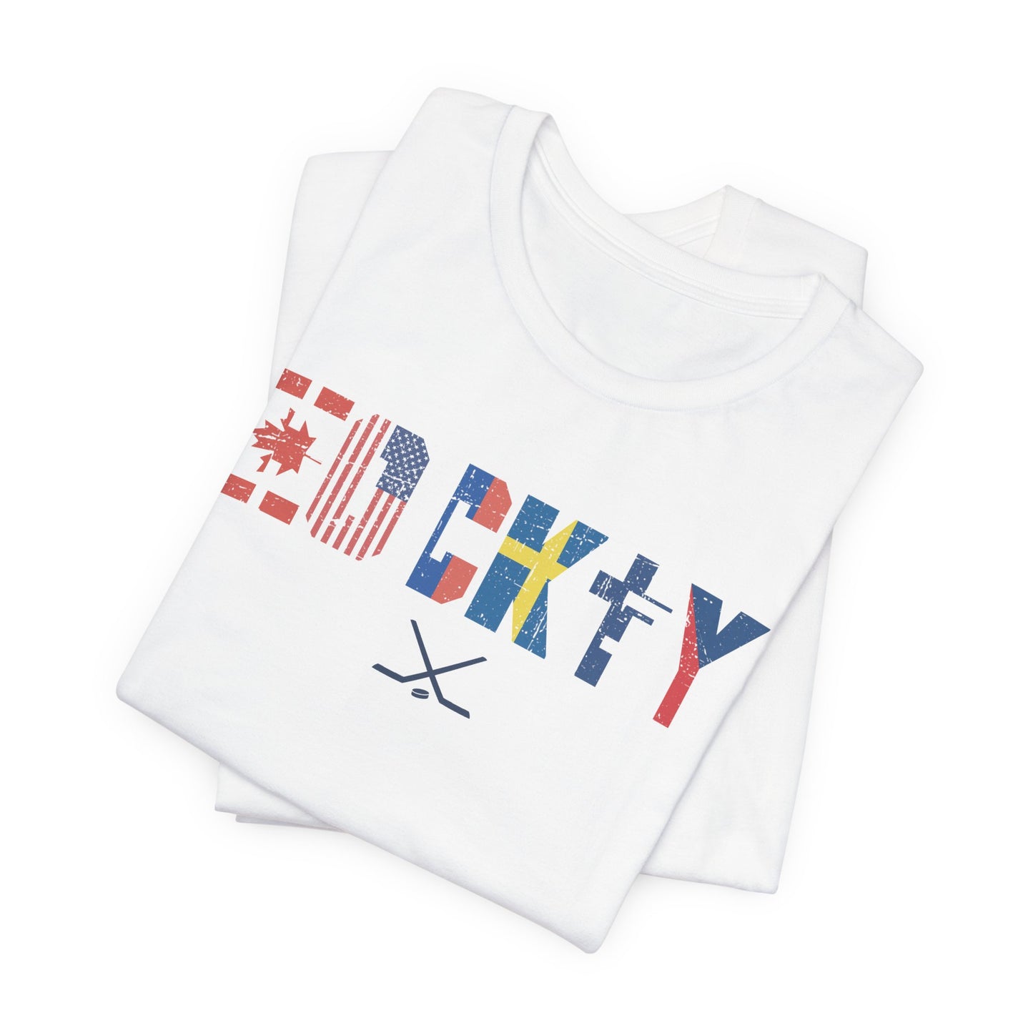 White Folded - Hockey Flags - Hockey T-Shirt - International Hockey Flags Hockey Shirt - Hockey Gifts - Gift For Hockey Players