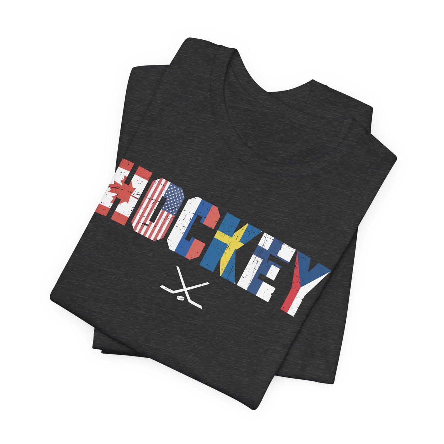 Dark Grey Folded - Hockey Flags - Hockey T-Shirt - International Hockey Flags Hockey Shirt - Hockey Gifts - Gift For Hockey Players