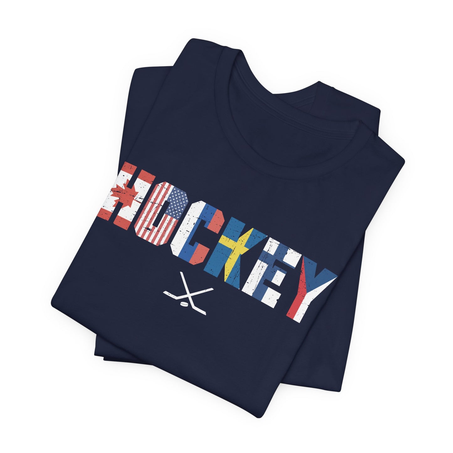 Navy Folded - Hockey Flags - Hockey T-Shirt - International Hockey Flags Hockey Shirt - Hockey Gifts - Gift For Hockey Players