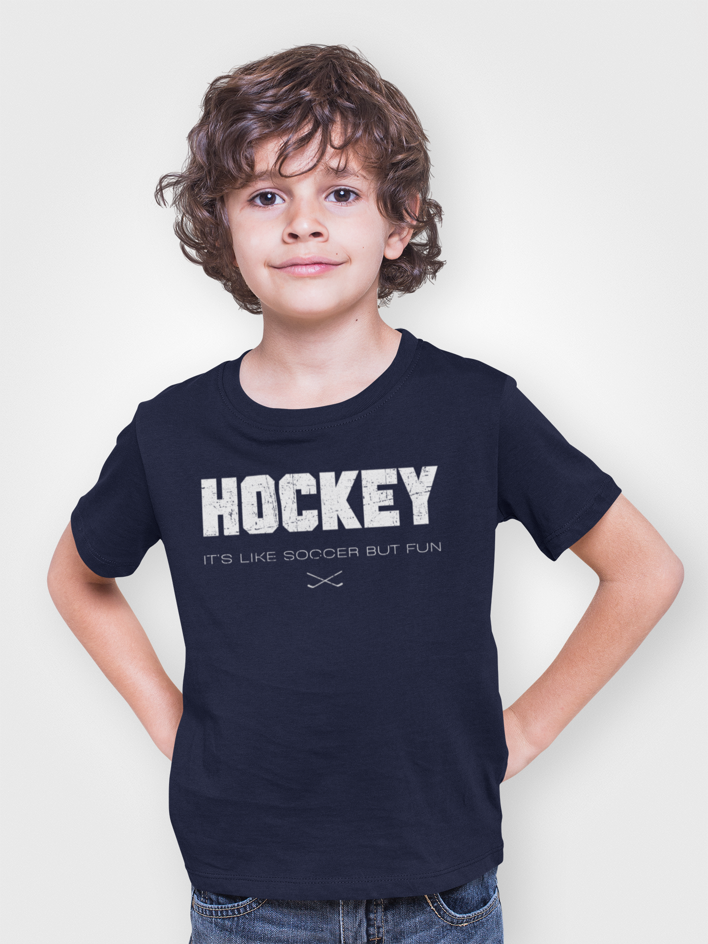 Funny Hockey Shirt - Funny Hockey Gifts - Funny Gift For Hockey Players - Mockup 1 - Hockey Like Soccer - Kids Hockey T-Shirt - It's Like Soccer But Fun Kids Hockey Shirt - Hockey Gifts - Gift For Hockey Players