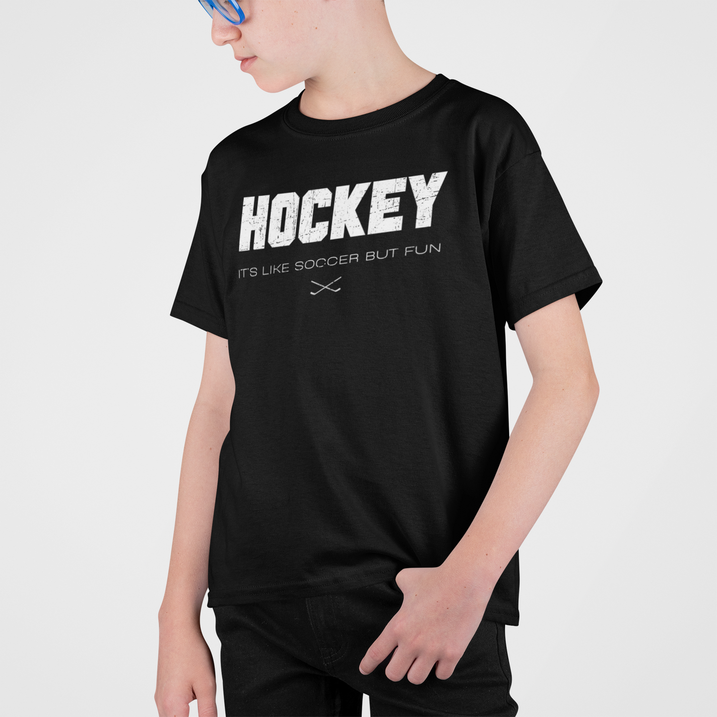 Funny Hockey Shirt - Funny Hockey Gifts - Funny Gift For Hockey Players - Mockup 2 - Hockey Like Soccer - Kids Hockey T-Shirt - It's Like Soccer But Fun Kids Hockey Shirt - Hockey Gifts - Gift For Hockey Players