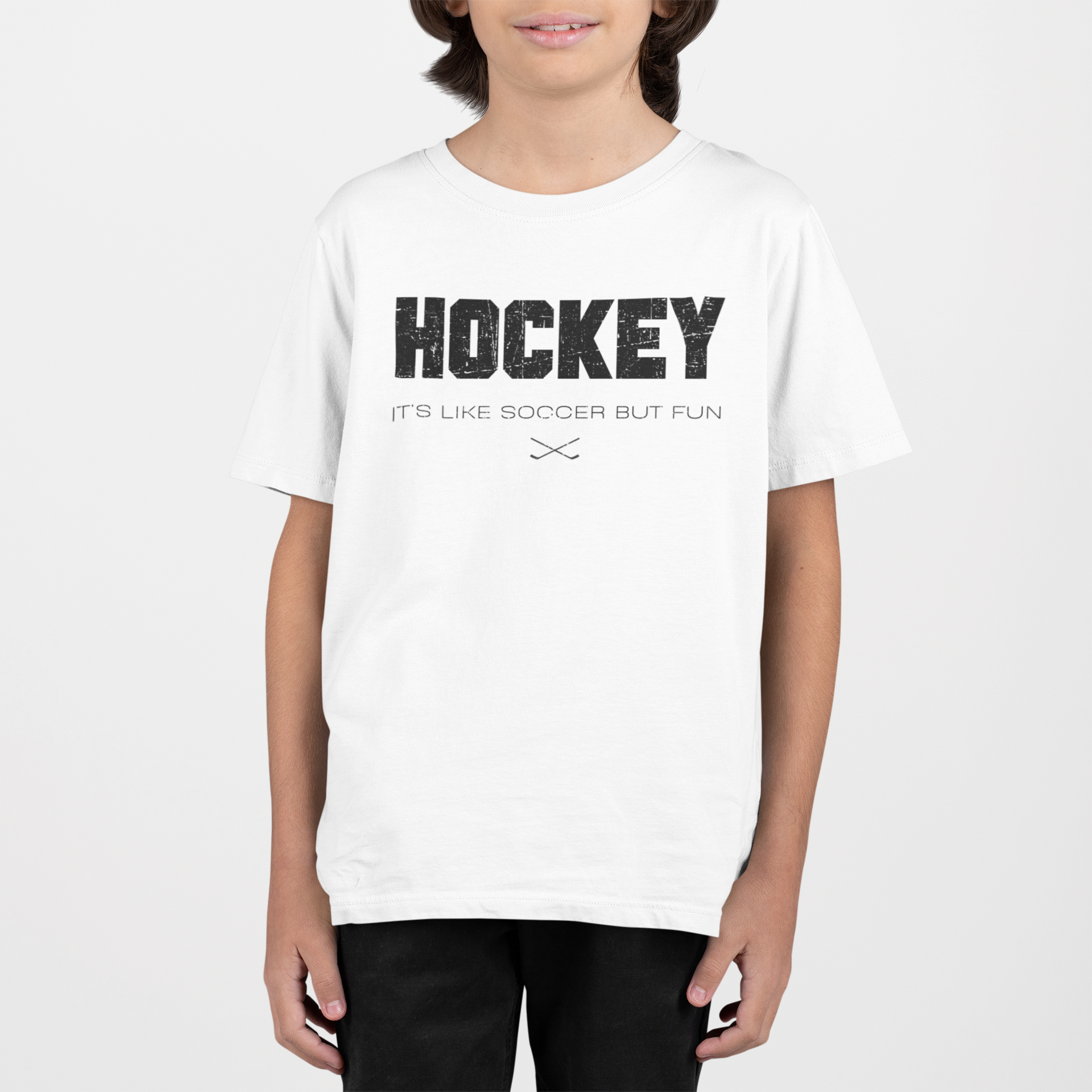 Funny Hockey Shirt - Funny Hockey Gifts - Funny Gift For Hockey Players - Mockup 3 - Hockey Like Soccer - Kids Hockey T-Shirt - It's Like Soccer But Fun Kids Hockey Shirt - Hockey Gifts - Gift For Hockey Players