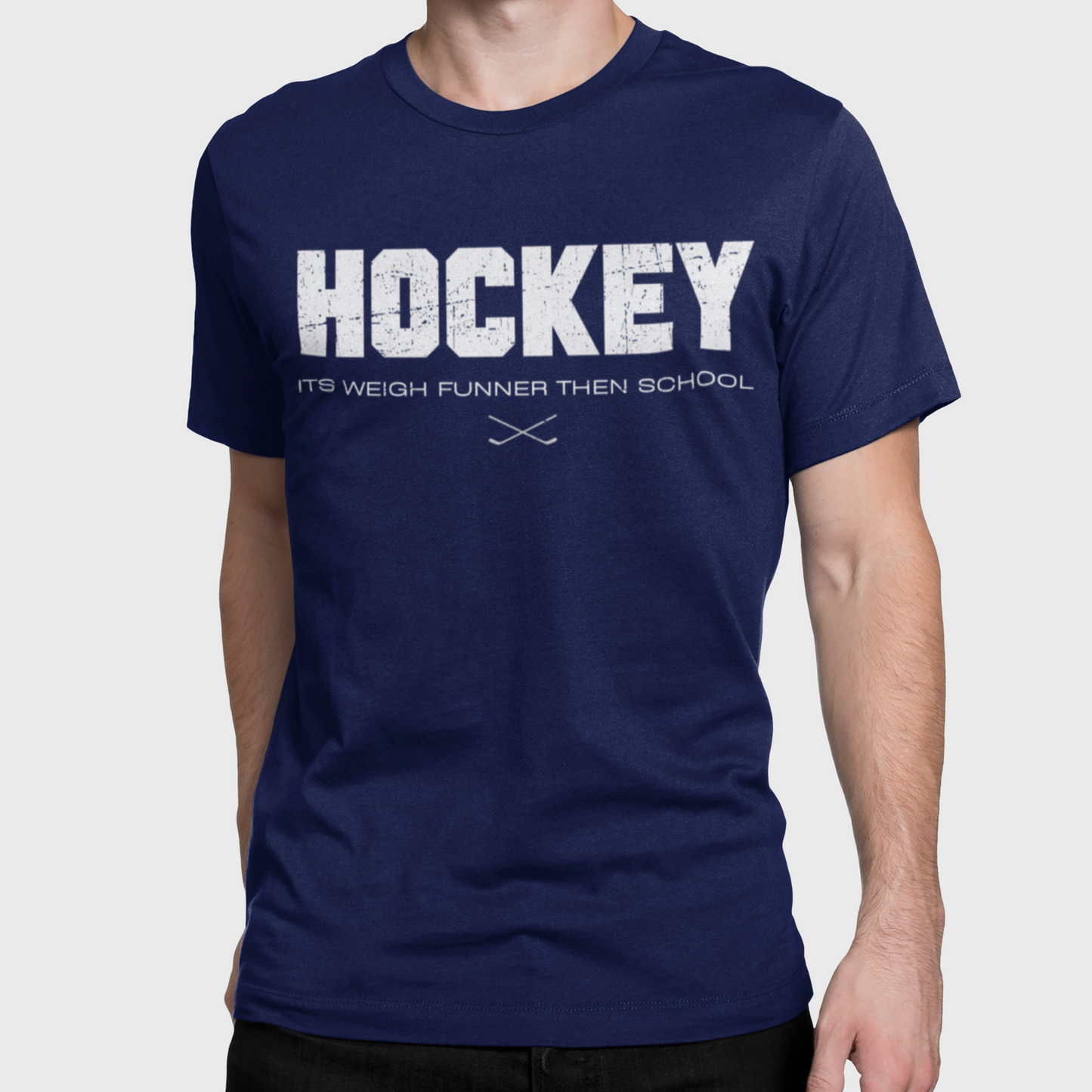Funny Hockey T-Shirt - Funny Hockey Gifts - Funny Gift For Hockey Players - Size Chart - Mockup 6 - School Is Important but Hockey Is Importanter - Hockey Than School - Hockey T-Shirt - Its Weigh Funner Then School Hockey Shirt - Hockey Gifts - Gift For Hockey Players