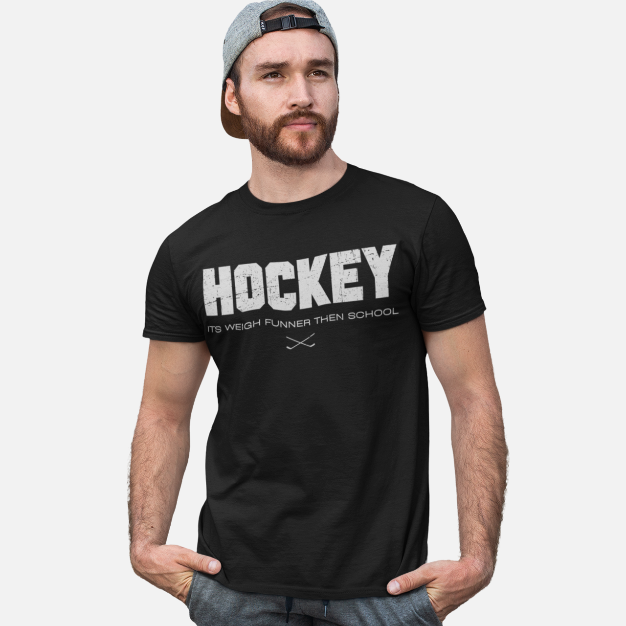 Funny Hockey T-Shirt - Funny Hockey Gifts - Funny Gift For Hockey Players - Size Chart - Mockup 1 - School Is Important but Hockey Is Importanter - Hockey Than School - Hockey T-Shirt - Its Weigh Funner Then School Hockey Shirt - Hockey Gifts - Gift For Hockey Players