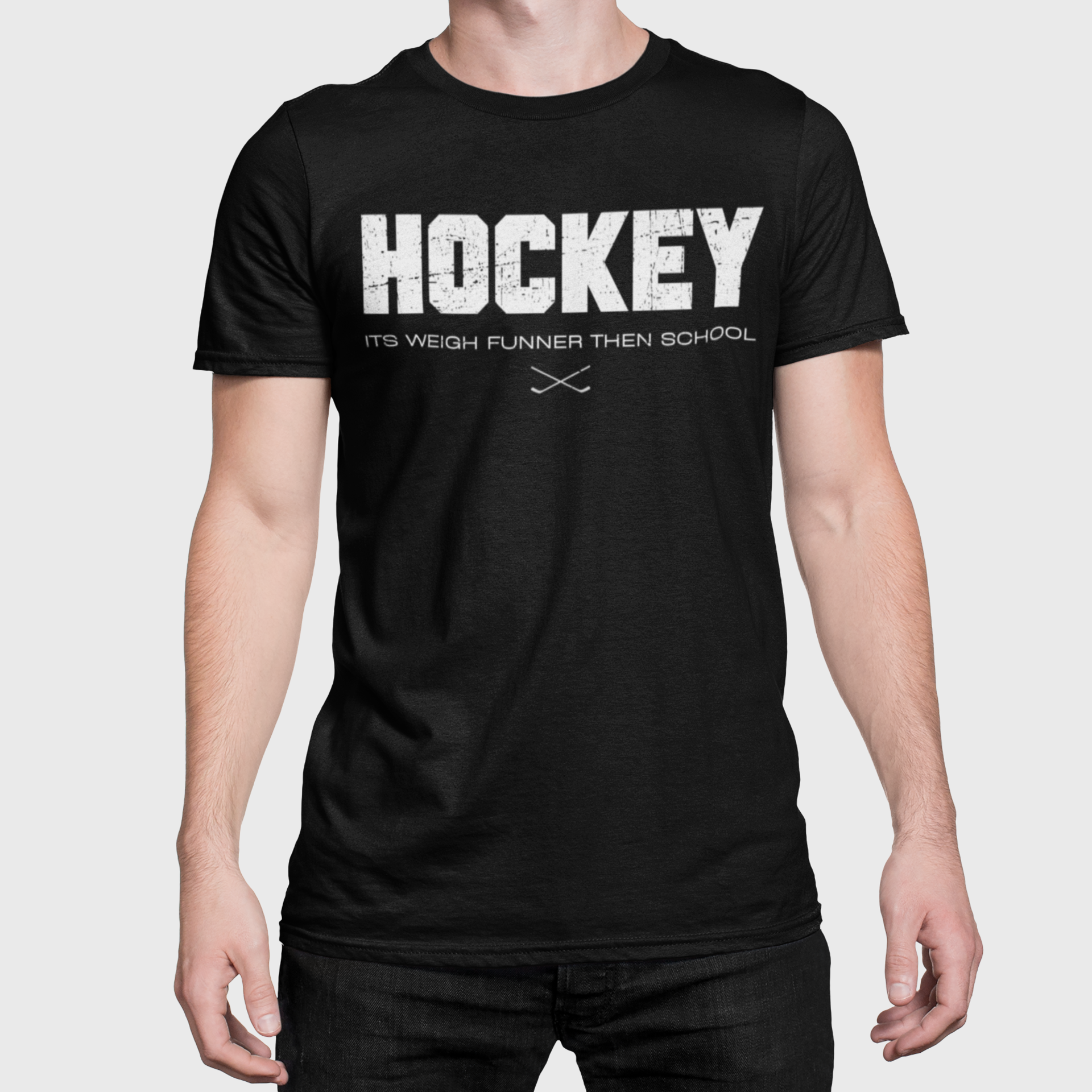 Funny Hockey T-Shirt - Funny Hockey Gifts - Funny Gift For Hockey Players - Size Chart - Mockup 2 - School Is Important but Hockey Is Importanter - Hockey Than School - Hockey T-Shirt - Its Weigh Funner Then School Hockey Shirt - Hockey Gifts - Gift For Hockey Players