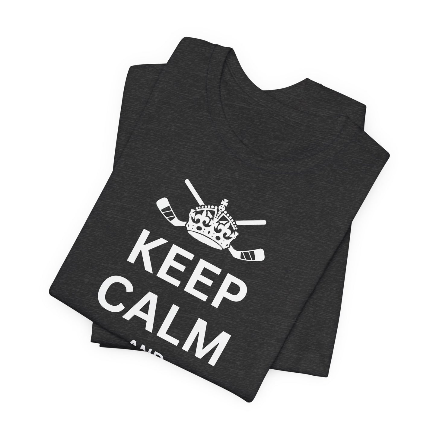 Funny Hockey T-Shirt - Funny Hockey Gifts - Funny Gift For Hockey Players - Size Chart - Dark Grey Folded - Hockey Gloves - Hockey T-Shirt - Keep Calm And Drop The Gloves Hockey Shirt - Hockey Gifts - Gift For Hockey Players