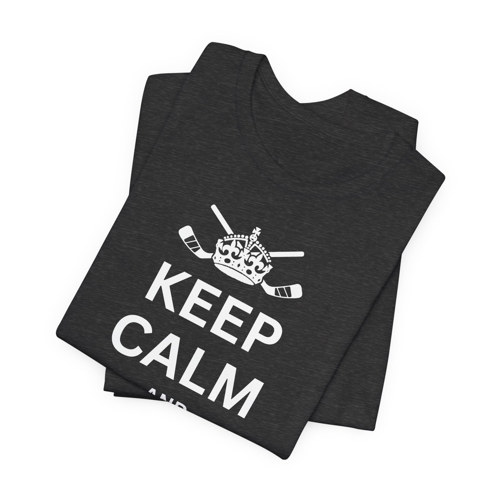 Funny Hockey T-Shirt - Funny Hockey Gifts - Funny Gift For Hockey Players - Size Chart - Dark Grey Folded - Hockey Gloves - Hockey T-Shirt - Keep Calm And Drop The Gloves Hockey Shirt - Hockey Gifts - Gift For Hockey Players