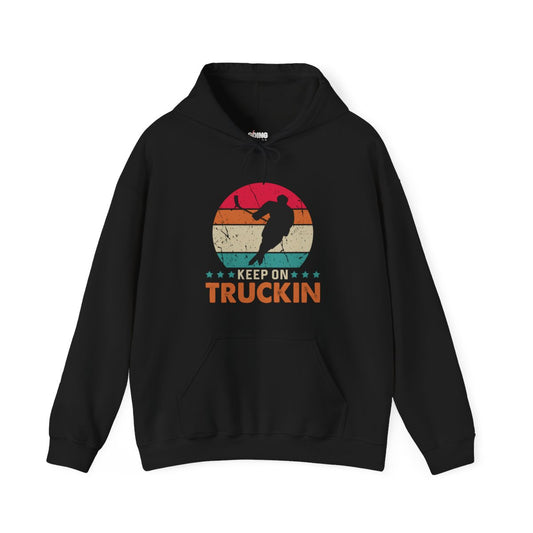 Funny Hockey Hoodie - Funny Hockey Gifts - Funny Gift For Hockey Players - Main Front - Hockey Truckin - Hockey Hoodie - Keep On Truckin Hockey Hoodie - Hockey Gifts - Gift For Hockey Players