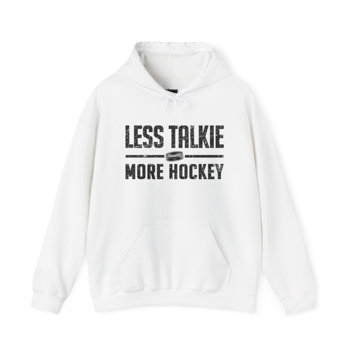 Funny Hockey Hoodie - Funny Hockey Gifts - Funny Gift For Hockey Players - White Front - More Talkie - Hockey Hoodie - Less Talkie More Hockey Hockey Hoodie - Hockey Gifts - Gift For Hockey Players
