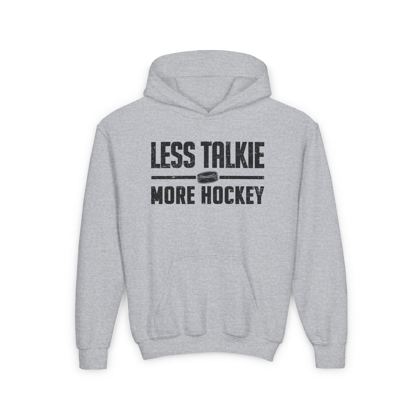 Main Front - More Hockey - Kids Hockey Hoodie - Less Talkie More Hockey Kids Hockey Hoodie - Hockey Gifts - Gift For Hockey Players