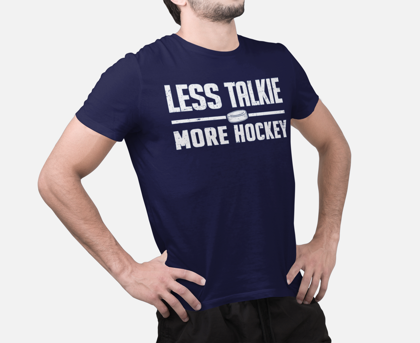 Funny Hockey T-Shirt - Funny Hockey Gifts - Funny Gift For Hockey Players - Size Chart - Mockup 3 - More Hockey - Hockey T-Shirt - Less Talkie More Hockey Hockey Shirt  - Hockey Gifts - Gift For Hockey Players
