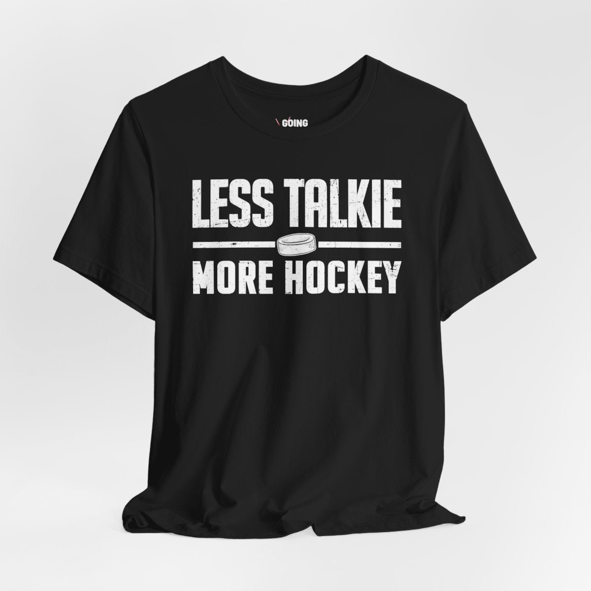 Funny Hockey T-Shirt - Funny Hockey Gifts - Funny Gift For Hockey Players - Size Chart - Front Black - More Hockey - Hockey T-Shirt - Less Talkie More Hockey Hockey Shirt  - Hockey Gifts - Gift For Hockey Players