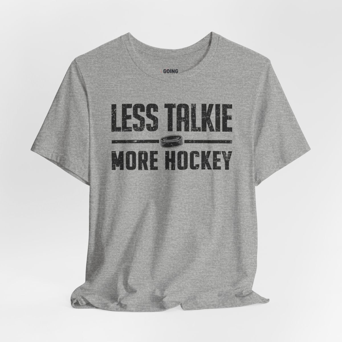 Funny Hockey T-Shirt - Funny Hockey Gifts - Funny Gift For Hockey Players - Size Chart - Front Main - More Hockey - Hockey T-Shirt - Less Talkie More Hockey Hockey Shirt  - Hockey Gifts - Gift For Hockey Players