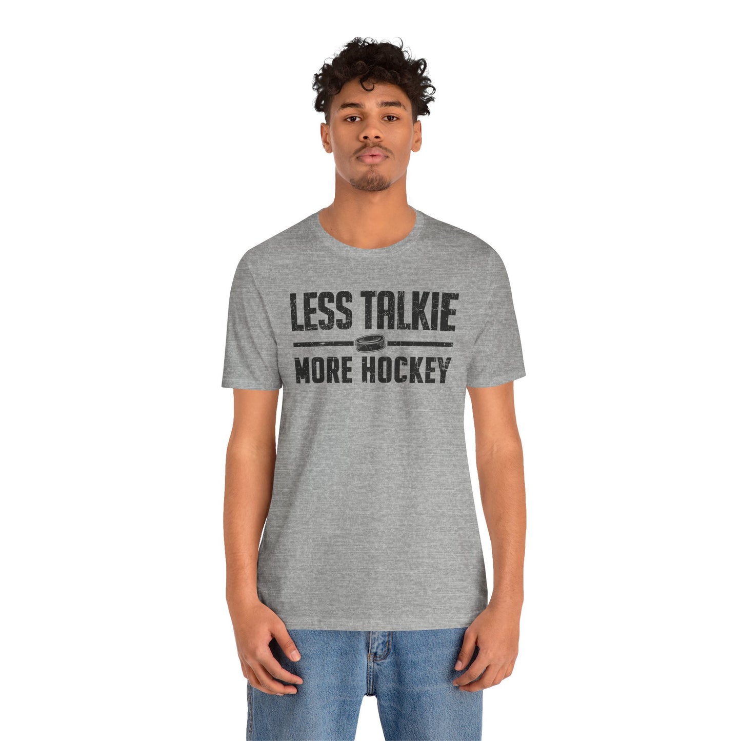 Funny Hockey T-Shirt - Funny Hockey Gifts - Funny Gift For Hockey Players - Size Chart - Mockup 1 - More Hockey - Hockey T-Shirt - Less Talkie More Hockey Hockey Shirt  - Hockey Gifts - Gift For Hockey Players