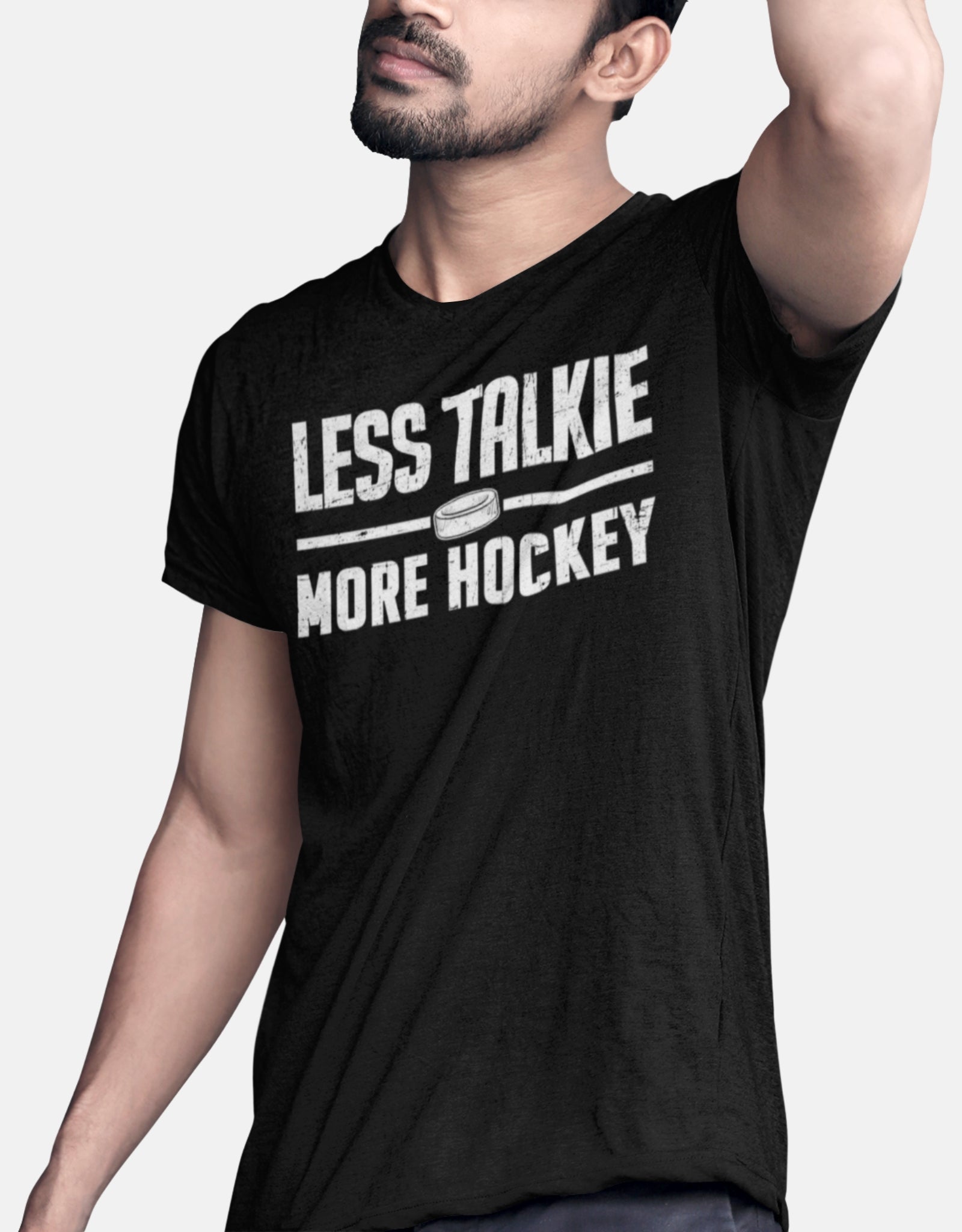Funny Hockey T-Shirt - Funny Hockey Gifts - Funny Gift For Hockey Players - Size Chart - Mockup 7 - More Hockey - Hockey T-Shirt - Less Talkie More Hockey Hockey Shirt  - Hockey Gifts - Gift For Hockey Players