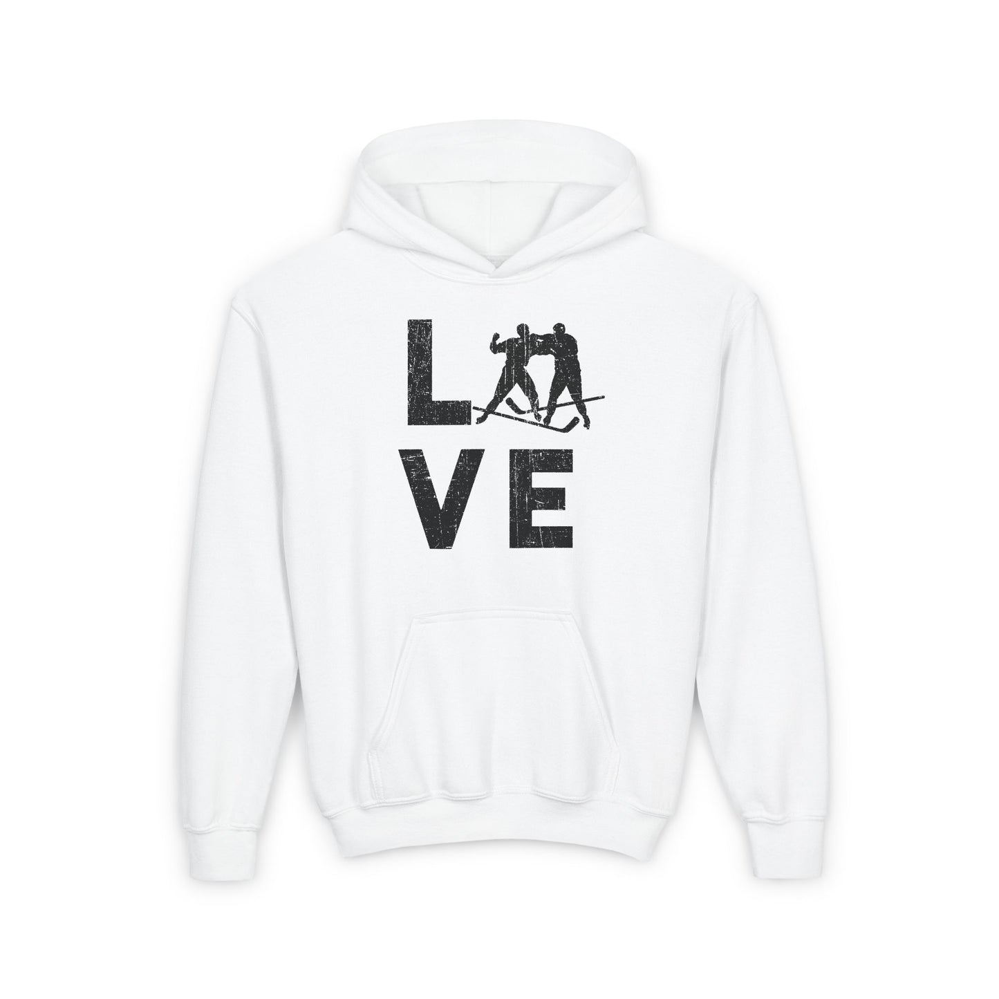 White Front - Love Hockey - Kids Hockey Hoodie - Love Hockey Kids Hockey Hoodie - Hockey Gifts - Gift For Hockey Players