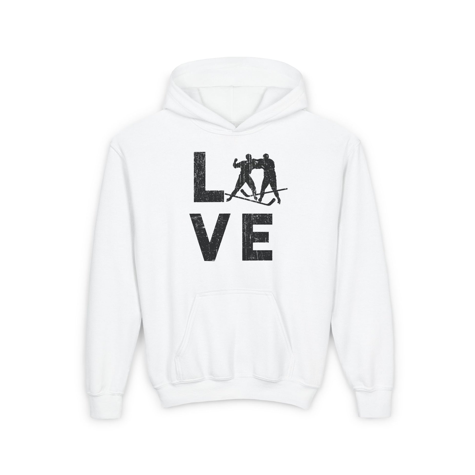 White Front - Love Hockey - Kids Hockey Hoodie - Love Hockey Kids Hockey Hoodie - Hockey Gifts - Gift For Hockey Players