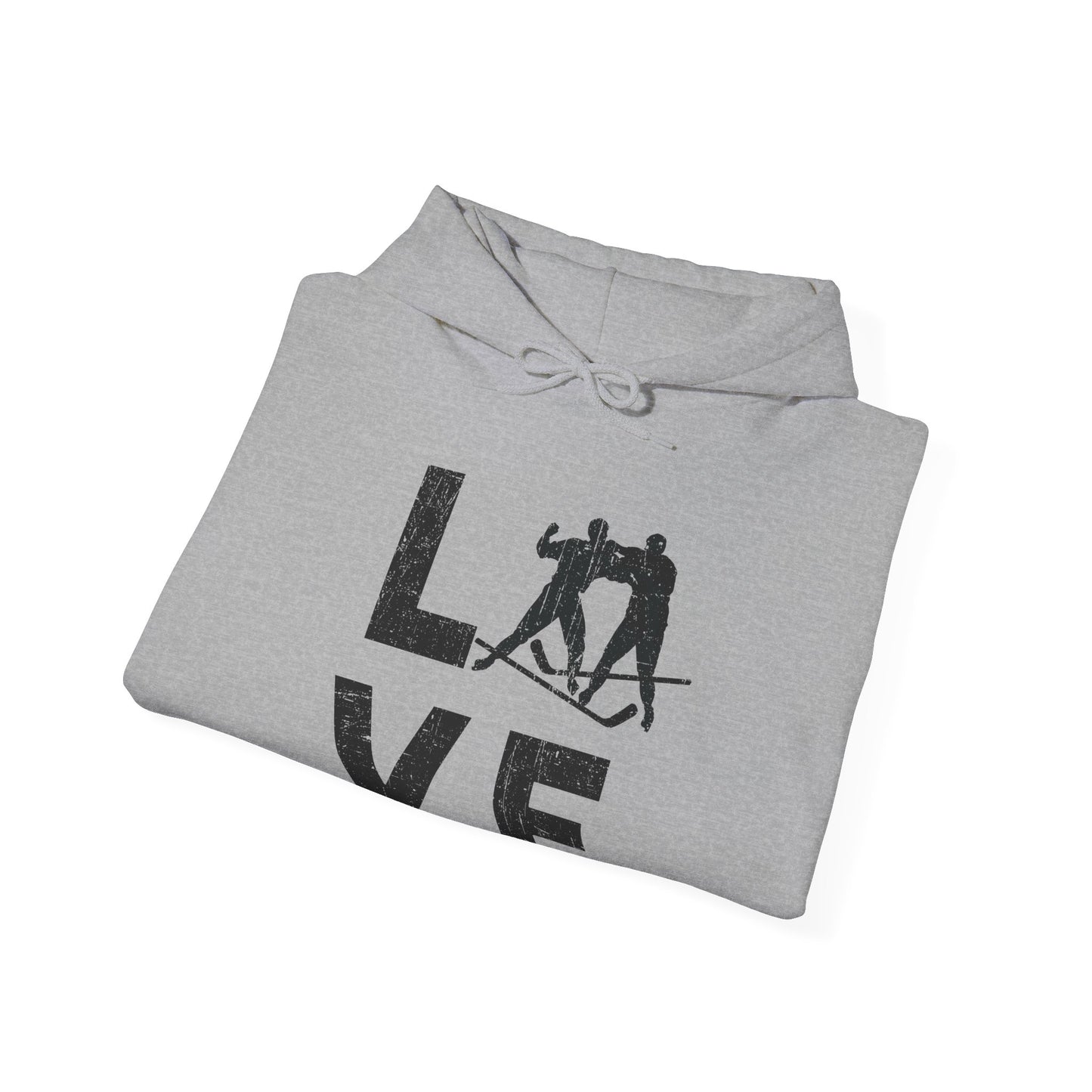 Grey Folded - Love Hockey - Hockey Hoodie - Love Hockey Hoodie - Hockey Gifts - Gift For Hockey Players