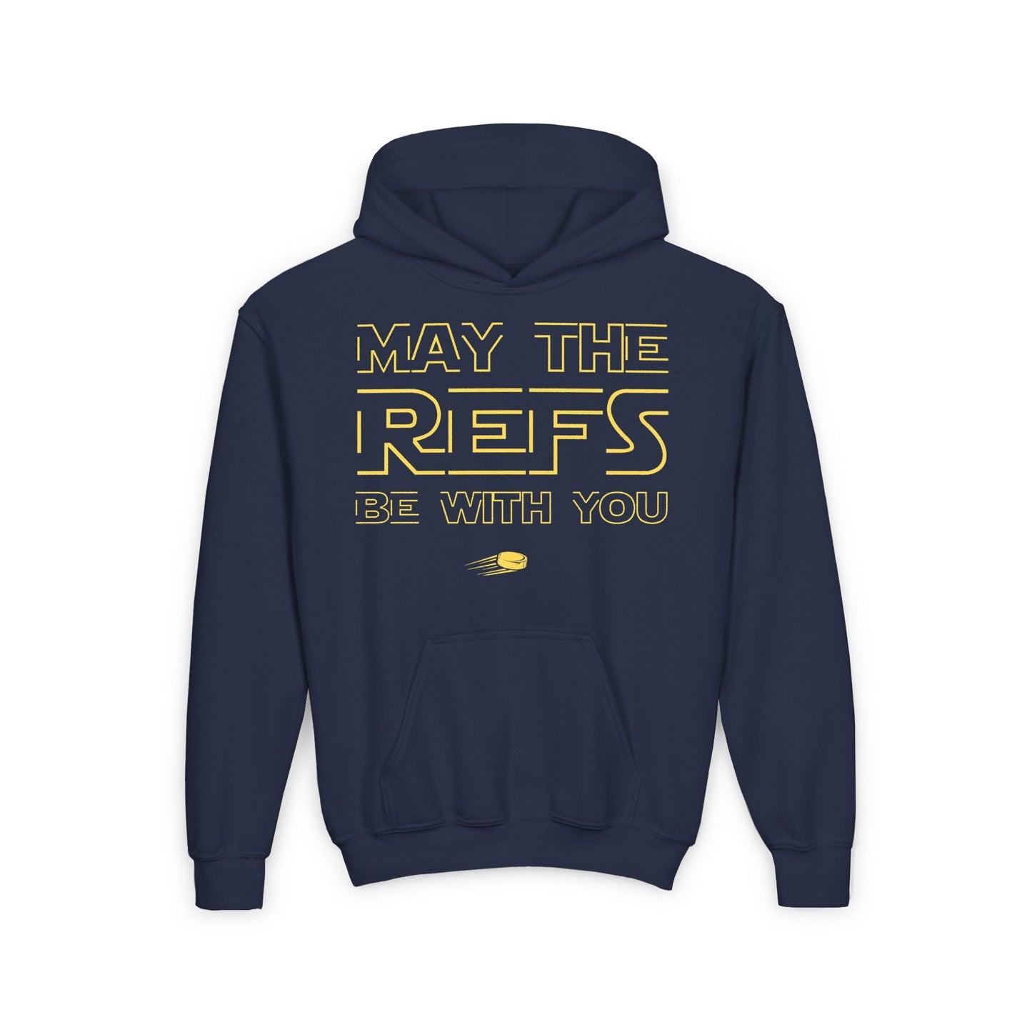 Navy Front - Hockey Refs - Kids Hockey Hoodie - May The Refs Be With You Kids Hockey Hoodie - Hockey Gifts - Gift For Hockey Players