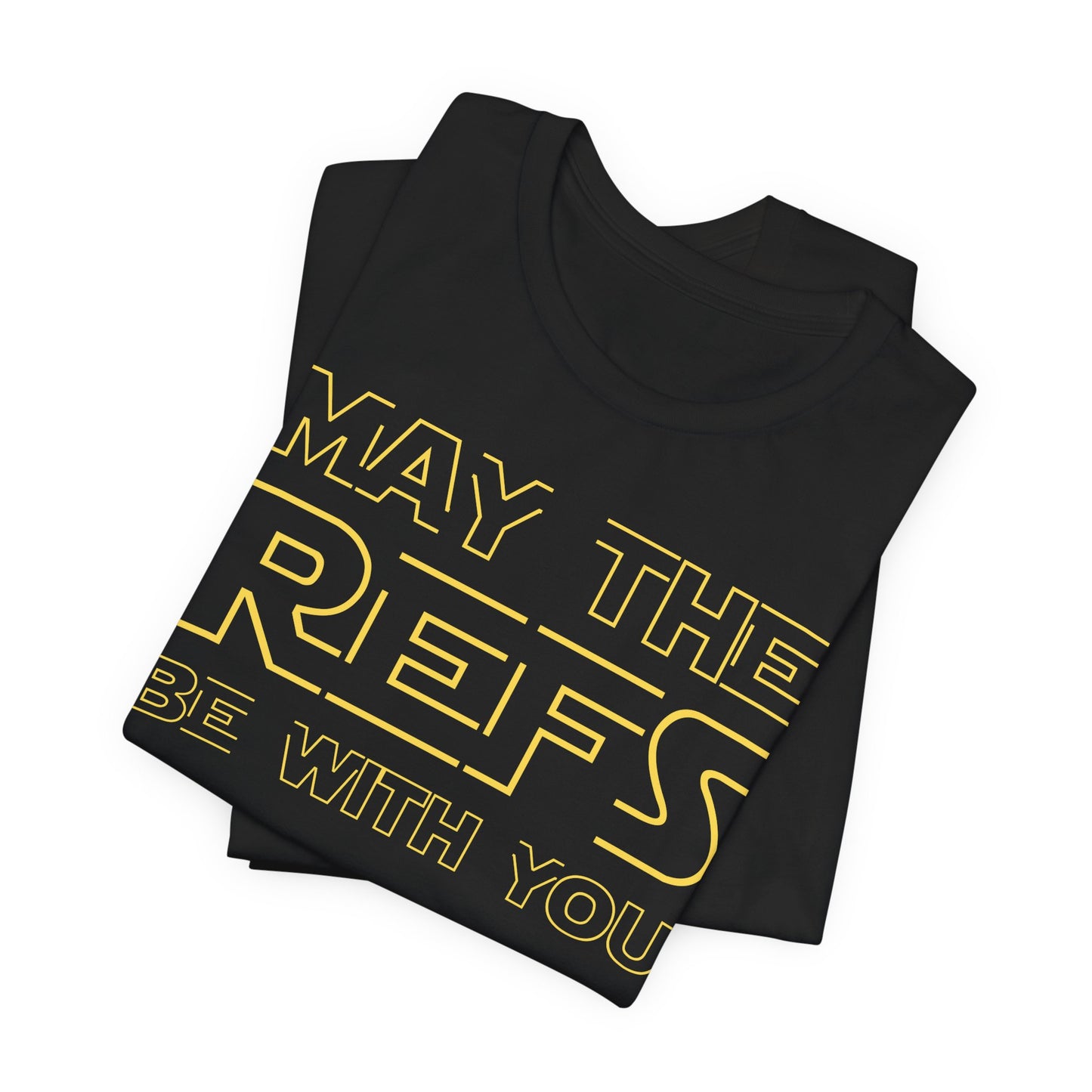 Funny Hockey T-Shirt - Funny Hockey Gifts - Funny Gift For Hockey Players - Size Chart - Black Folded - Hockey Refs - Hockey T-Shirt - May The Refs Be With You Hockey Shirt - Hockey Gifts - Gift For Hockey Players