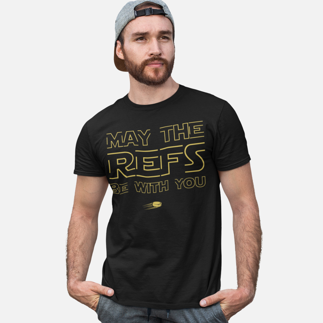 Funny Hockey T-Shirt - Funny Hockey Gifts - Funny Gift For Hockey Players - Size Chart - Mockup 2 - Hockey Refs - Hockey T-Shirt - May The Refs Be With You Hockey Shirt - Hockey Gifts - Gift For Hockey Players