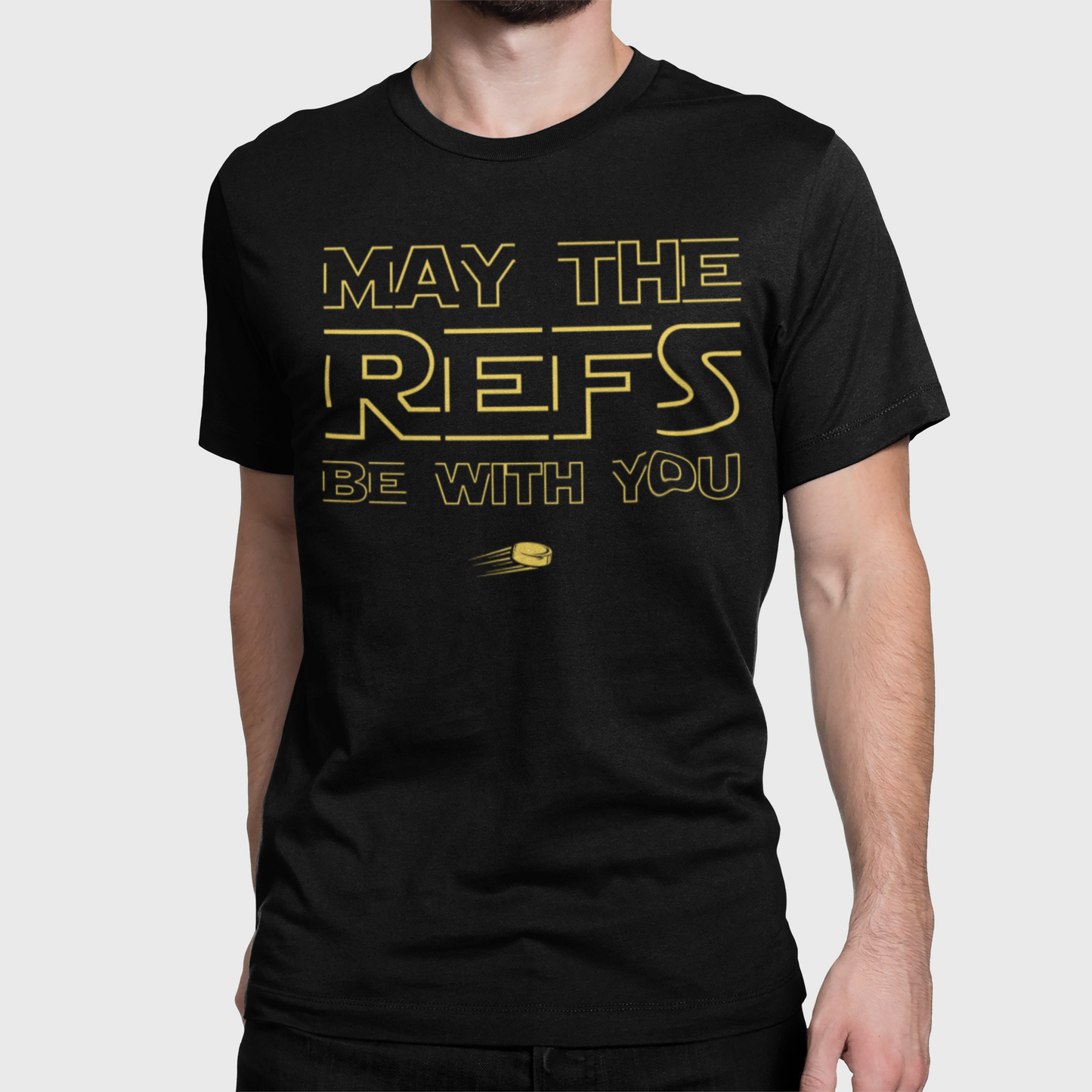 Funny Hockey T-Shirt - Funny Hockey Gifts - Funny Gift For Hockey Players - Size Chart - Mockup 3 - Hockey Refs - Hockey T-Shirt - May The Refs Be With You Hockey Shirt - Hockey Gifts - Gift For Hockey Players