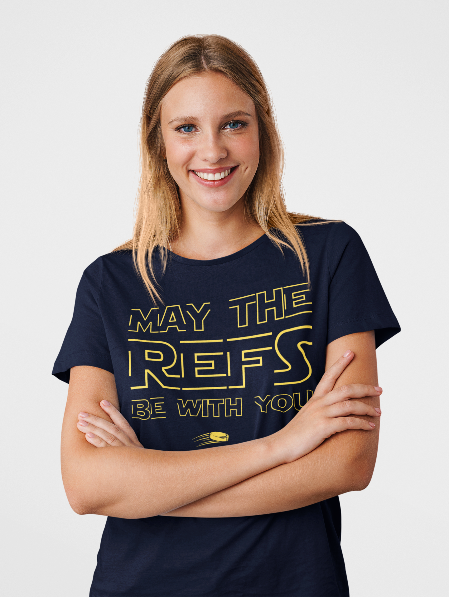 Funny Hockey T-Shirt - Funny Hockey Gifts - Funny Gift For Hockey Players - Size Chart - Mockup 6 - Hockey Refs - Hockey T-Shirt - May The Refs Be With You Hockey Shirt - Hockey Gifts - Gift For Hockey Players