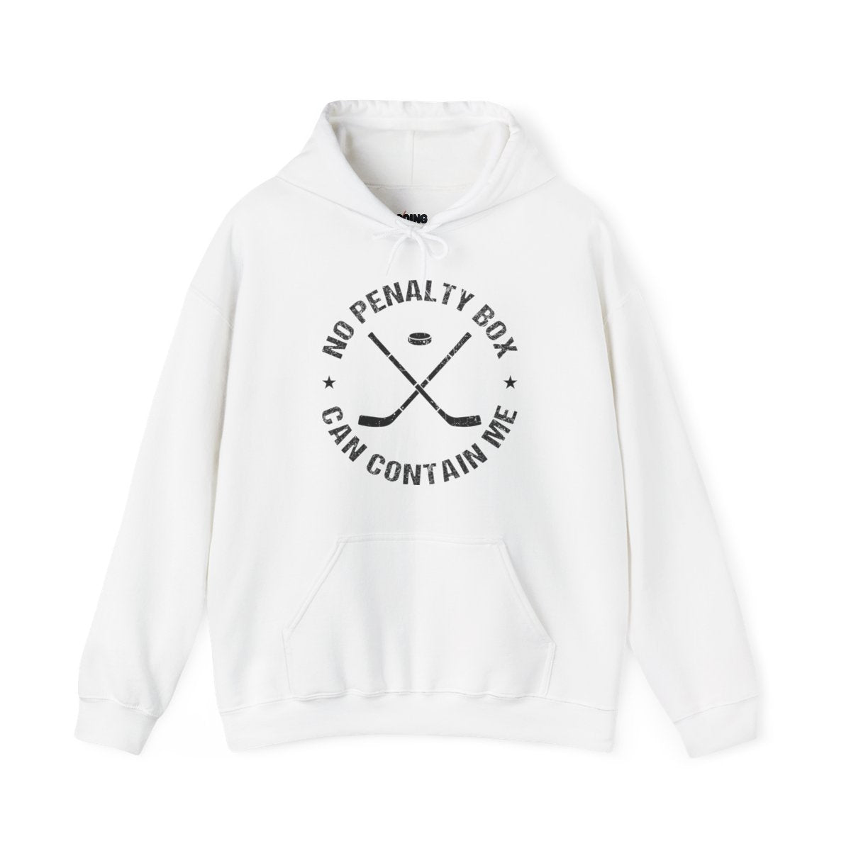 Funny Hockey Hoodie - Funny Hockey Gifts - Funny Gift For Hockey Players - White Front - Unrestrained Hockey - Hockey Hoodie - No Penalty Box Can Contain Me Hockey Hoodie - Hockey Gifts - Gift For Hockey Players