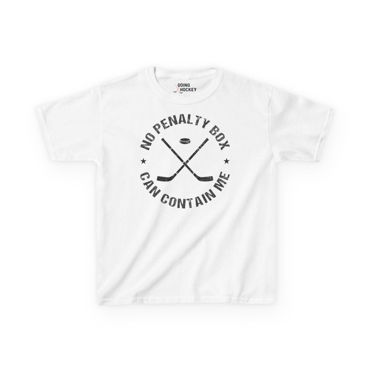 Funny Hockey Shirt - Funny Hockey Gifts - Funny Gift For Hockey Players - White Front - Unrestrained Hockey - Kids Hockey T-Shirt - No Penalty Box Can Contain Me Kids Hockey Shirt - Hockey Gifts - Gift For Hockey Players