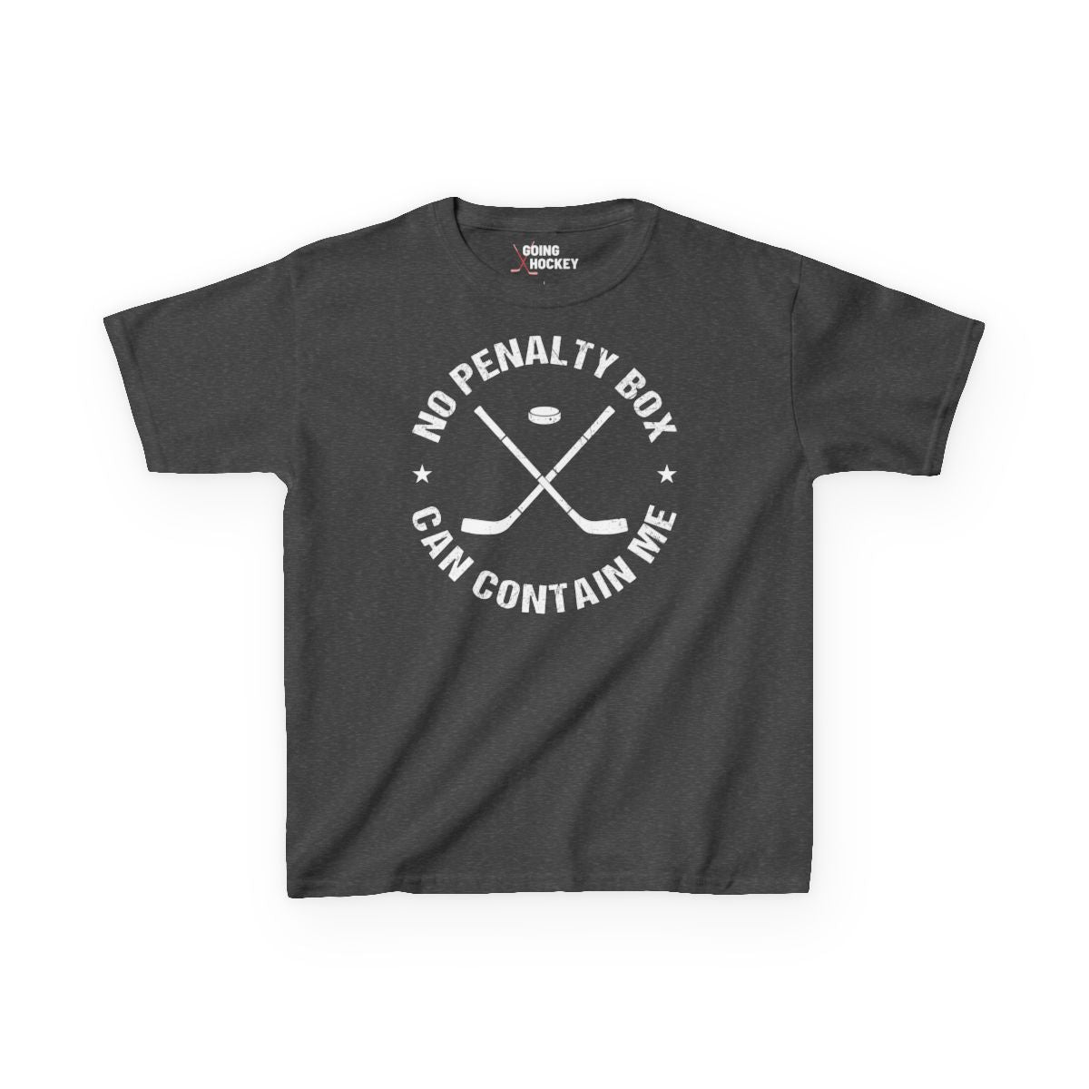 Funny Hockey Shirt - Funny Hockey Gifts - Funny Gift For Hockey Players - Dark Grey Front - Unrestrained Hockey - Kids Hockey T-Shirt - No Penalty Box Can Contain Me Kids Hockey Shirt - Hockey Gifts - Gift For Hockey Players