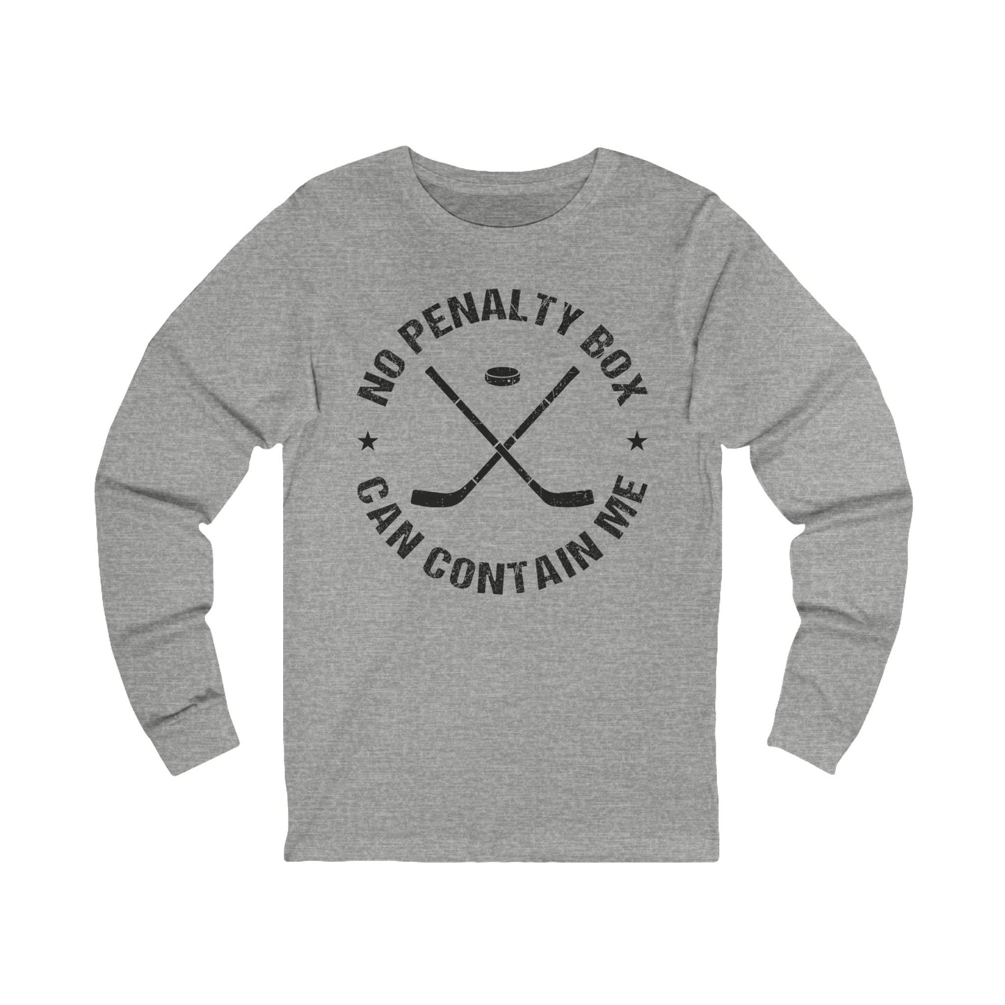 Main Front - Unrestrained Hockey - Hockey Long Sleeve T-Shirt - No Penalty Box Can Contain Me Hockey Long Sleeve Shirt - Hockey Gifts - Gift For Hockey Players