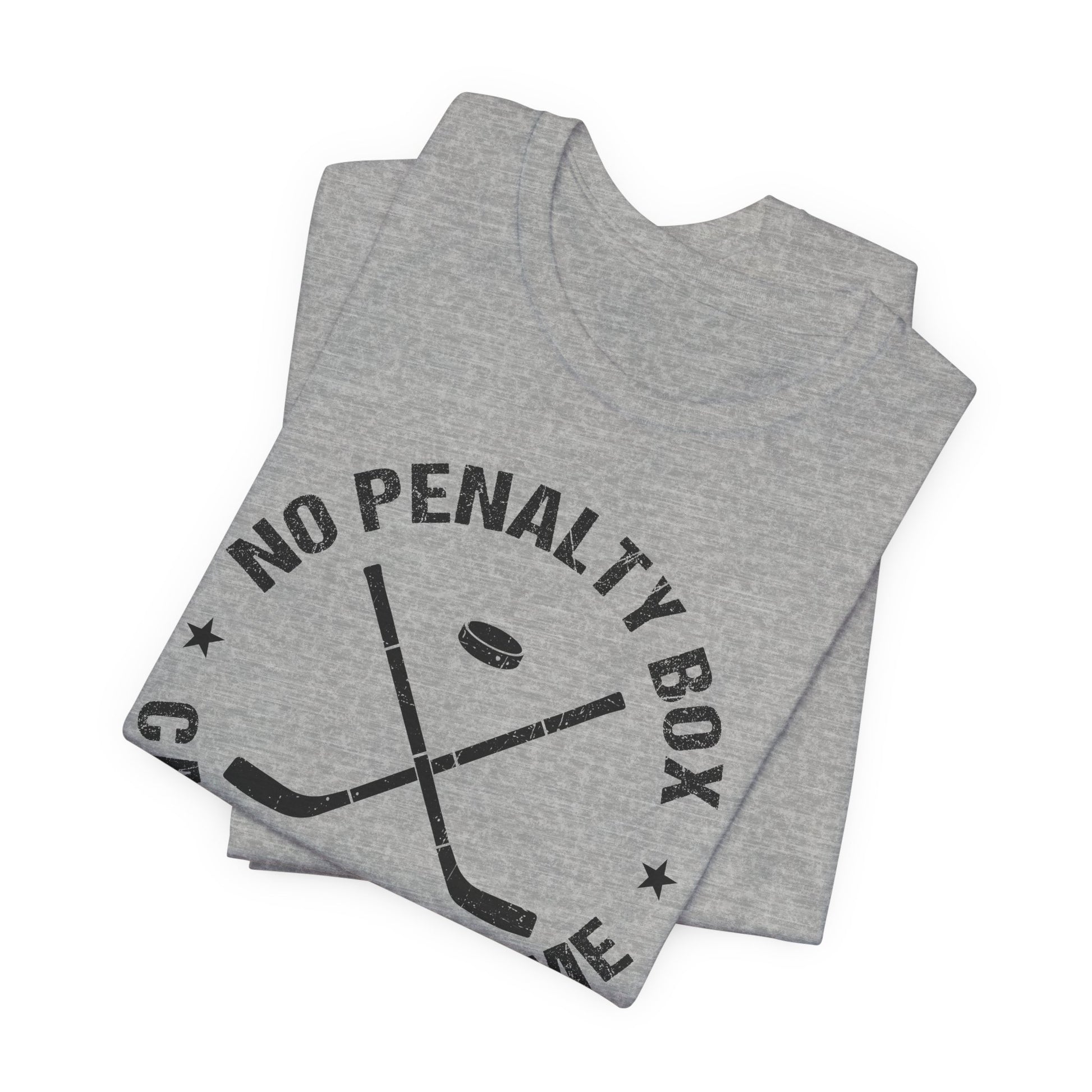 Funny Hockey T-Shirt - Funny Hockey Gifts - Funny Gift For Hockey Players - Size Chart - Grey Folded - Unrestrained Hockey - Hockey T-Shirt - No Penalty Box Can Contain Me Hockey Shirt - Hockey Gifts - Gift For Hockey Players