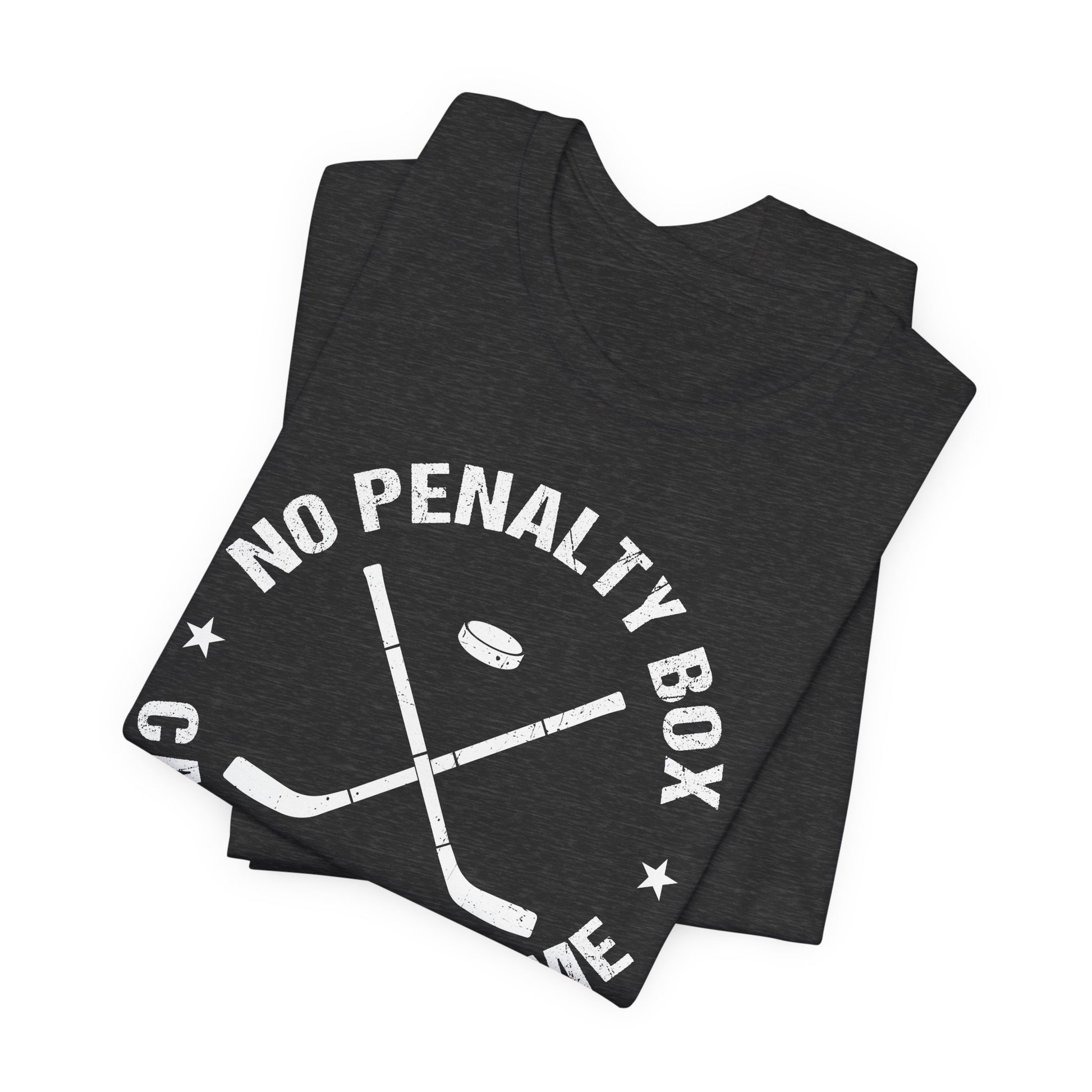 Funny Hockey T-Shirt - Funny Hockey Gifts - Funny Gift For Hockey Players - Size Chart - Dark Grey Folded - Unrestrained Hockey - Hockey T-Shirt - No Penalty Box Can Contain Me Hockey Shirt - Hockey Gifts - Gift For Hockey Players