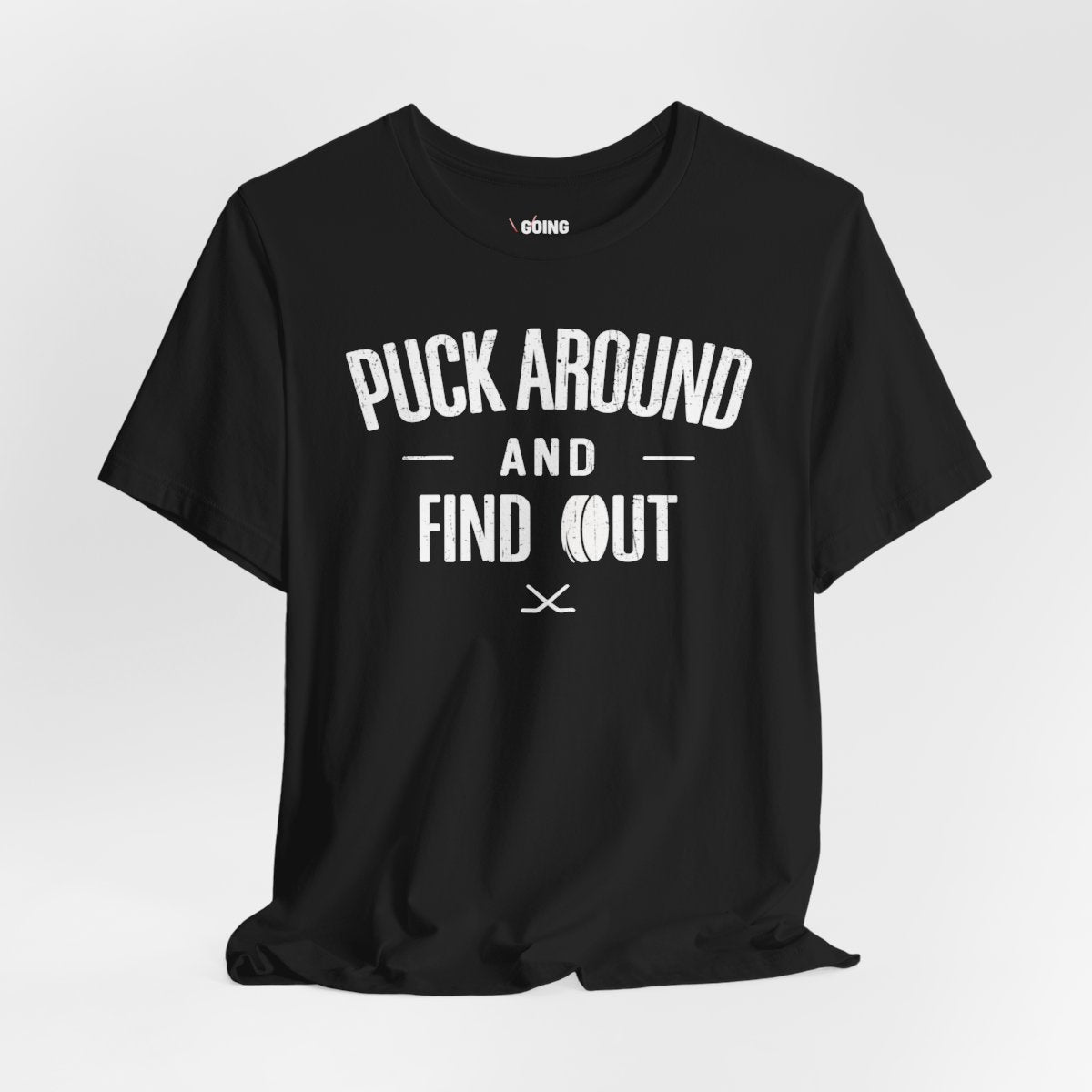 Funny Hockey T-Shirt - Funny Hockey Gifts - Funny Gift For Hockey Players - Size Chart - Black Front - Puck Around Hockey - Hockey T-Shirt - Puck Around And Find Out Hockey Shirt - Hockey Gifts - Gift For Hockey Players