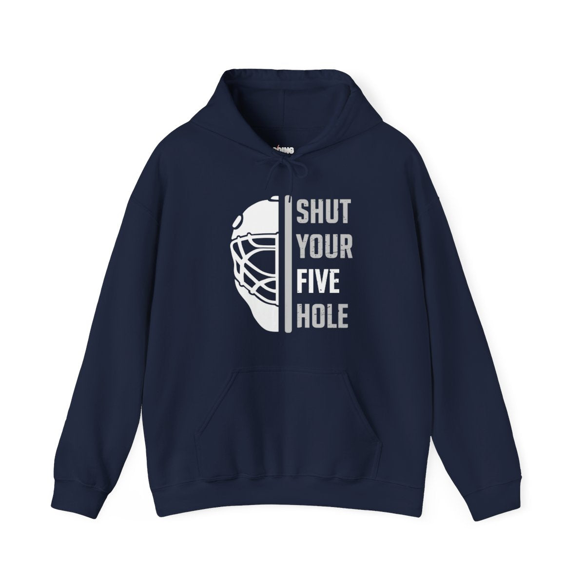 Funny Hockey Hoodie - Funny Hockey Gifts - Funny Gift For Hockey Players - Navy Front - Five Hole Hockey - Hockey Hoodie - Shut Your Five Hole Hockey Hoodie - Hockey Gifts - Gift For Hockey Players
