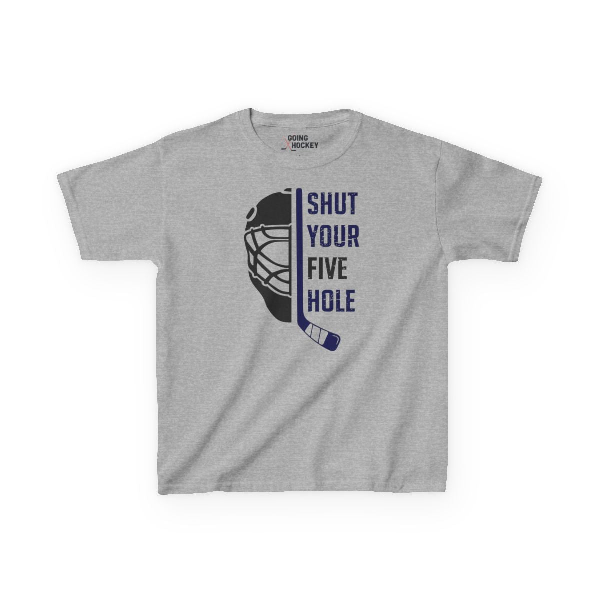 Funny Hockey Shirt - Funny Hockey Gifts - Funny Gift For Hockey Players - Grey Front - Five Hole Hockey - Kids Hockey T-Shirt - Shut Your Five Hole Kids Hockey Shirt - Hockey Gifts - Gift For Hockey Players