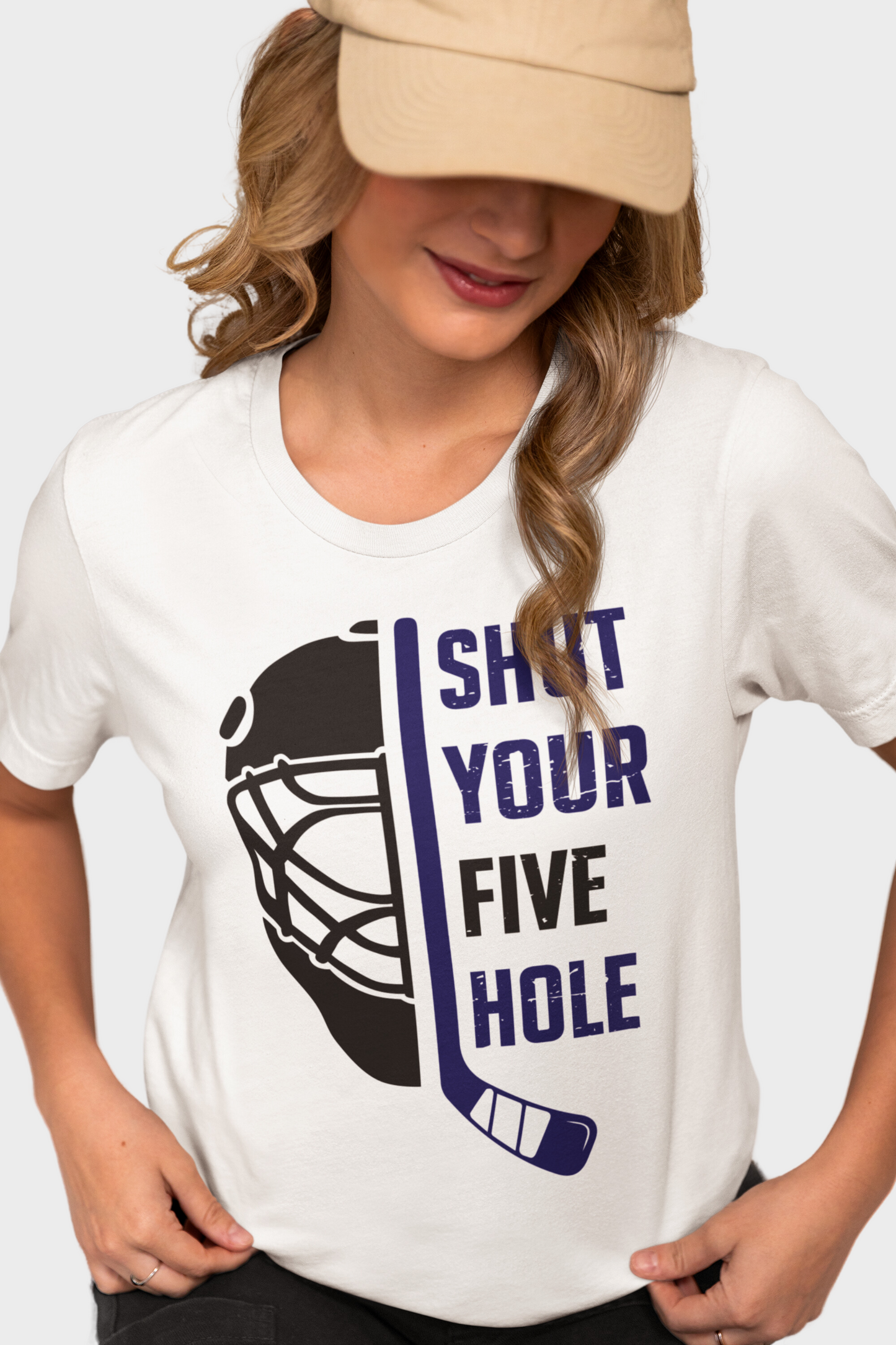 Funny Hockey T-Shirt - Shut Your Five Hole Hockey Shirt - Funny Hockey Gifts - Funny Gift For Hockey Players - Mockup White 2 - Five Hole Hockey