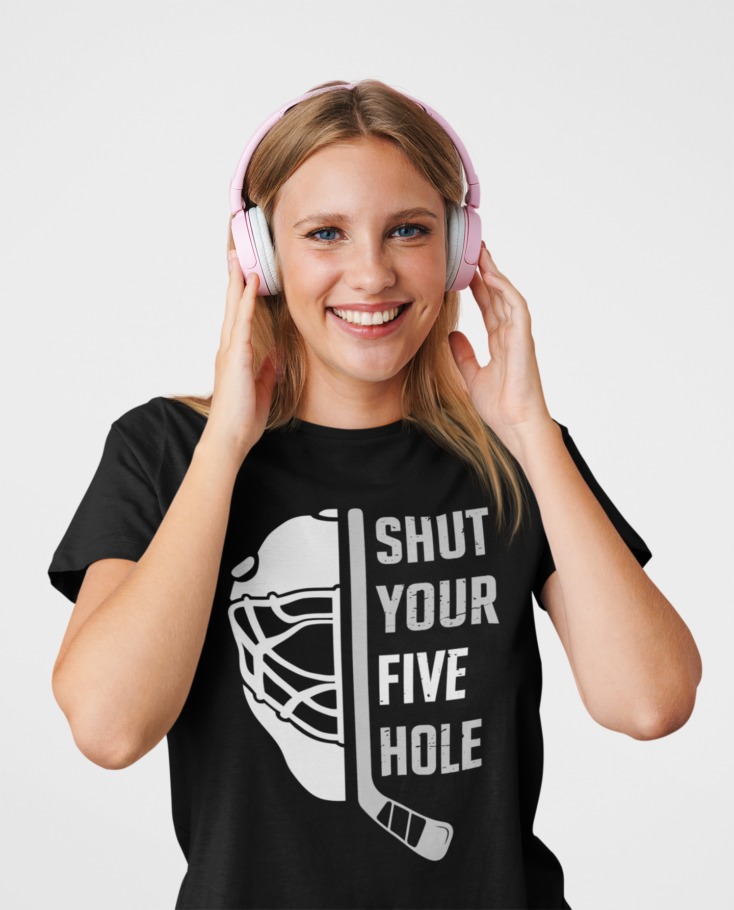 Funny Hockey T-Shirt - Shut Your Five Hole Hockey Shirt - Funny Hockey Gifts - Funny Gift For Hockey Players - Mockup Black 2 - Five Hole Hockey