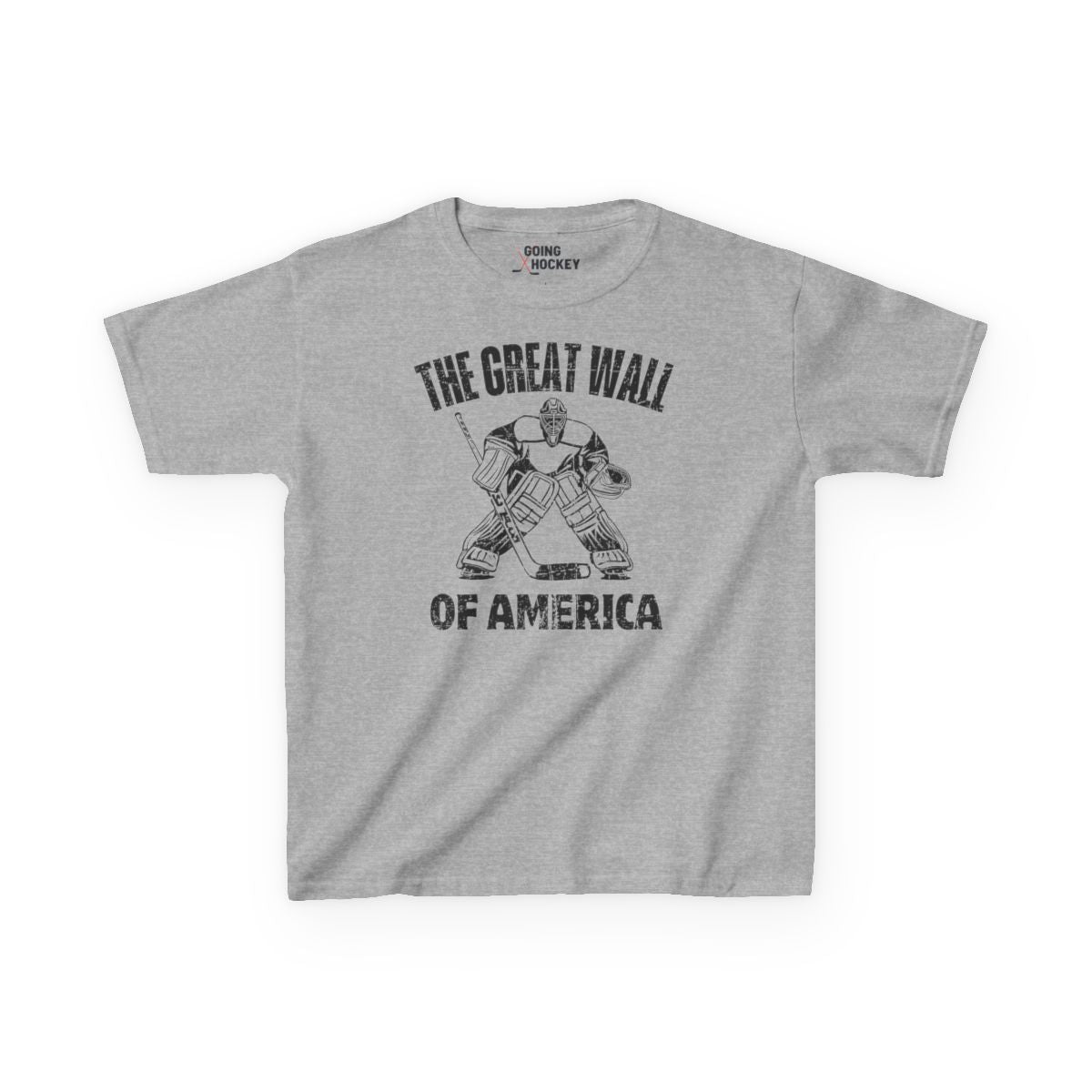 Grey Front - Hockey Wall - Kids Hockey T-Shirt - The Great Wall Of America Kids Hockey Shirt - Hockey Gifts - Gift For Hockey Players