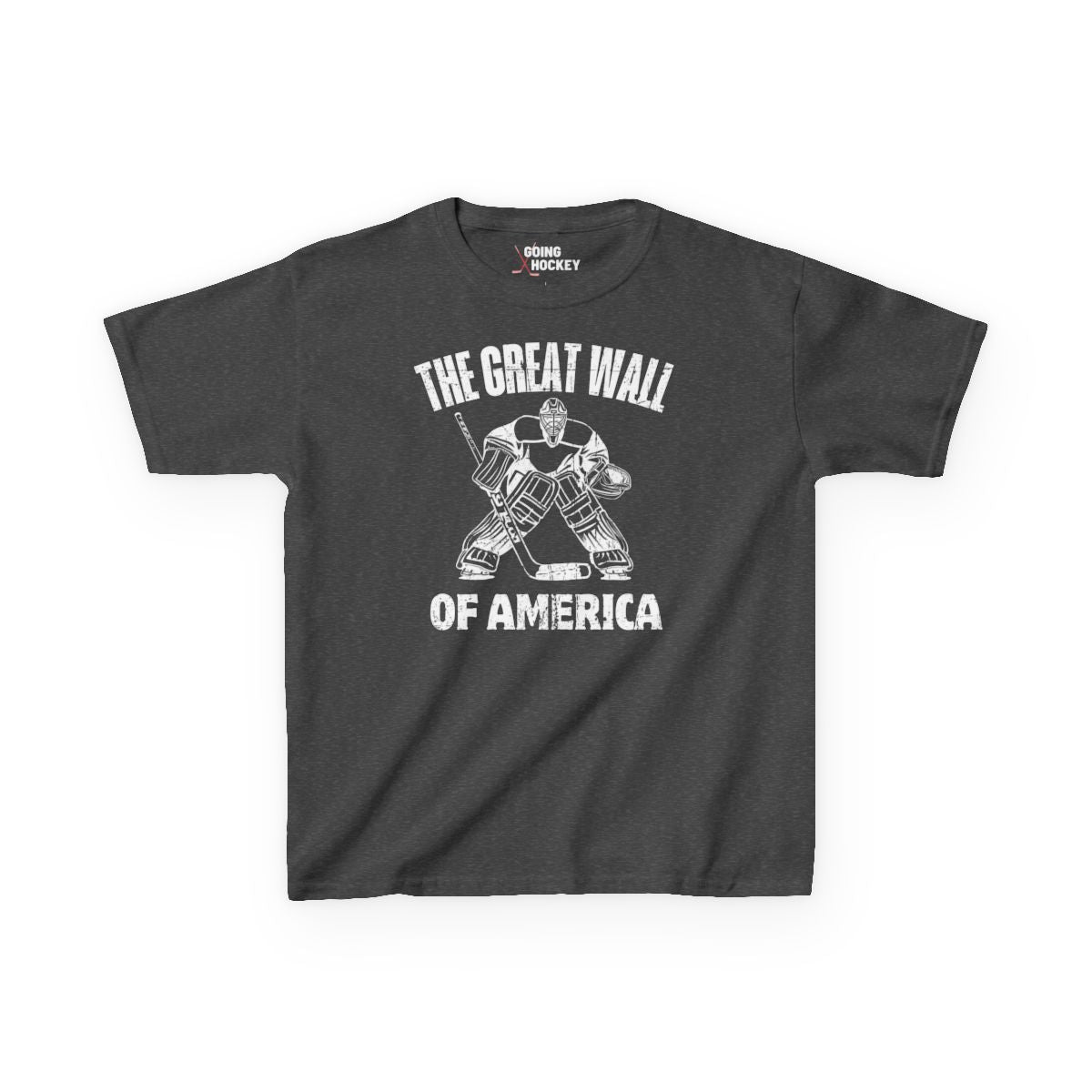 Dark Grey Front - Hockey Wall - Kids Hockey T-Shirt - The Great Wall Of America Kids Hockey Shirt - Hockey Gifts - Gift For Hockey Players