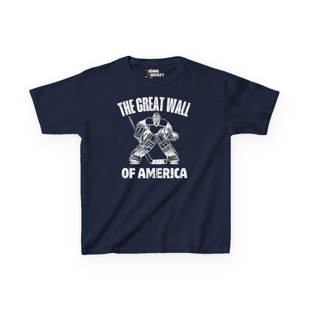 Navy Front - Hockey Wall - Kids Hockey T-Shirt - The Great Wall Of America Kids Hockey Shirt - Hockey Gifts - Gift For Hockey Players