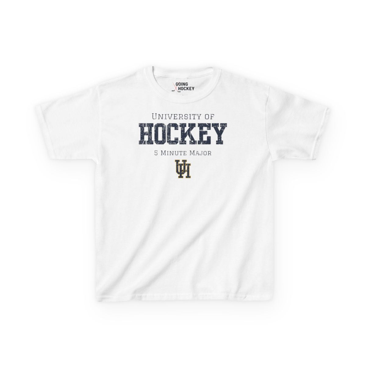 Funny Hockey Shirt - Funny Hockey Gifts - Funny Gift For Hockey Players - White Front - University Of Hockey - Kids Hockey T-Shirt - University of Hockey 5 Minute Major Kids Hockey Shirt- Hockey Gifts - Gift For Hockey Players