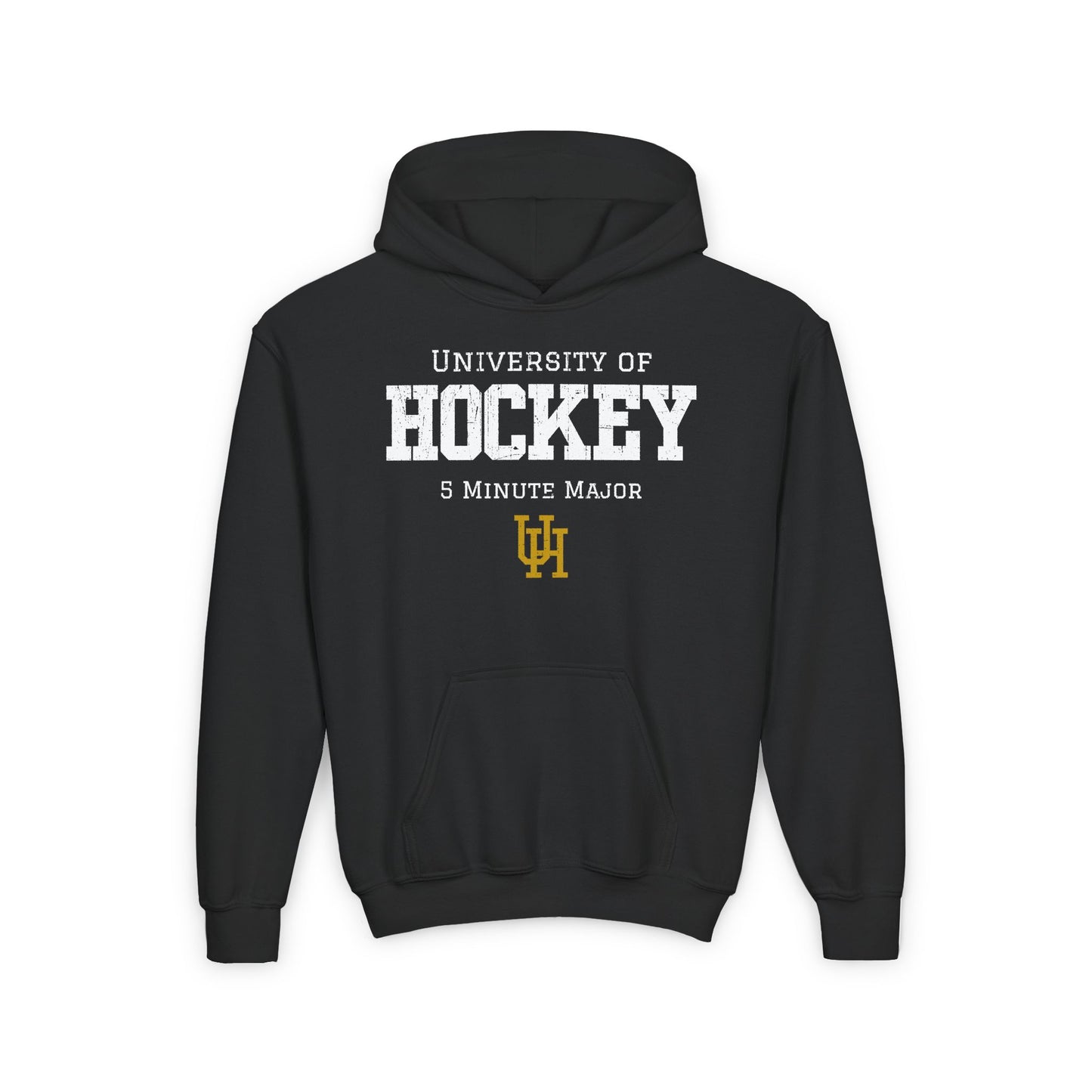 Black Front - University of Hockey - Kids Hockey Hoodie - University of Hockey 5 Minute Major Kids Hockey Hoodie - Hockey Gifts - Gift For Hockey Players