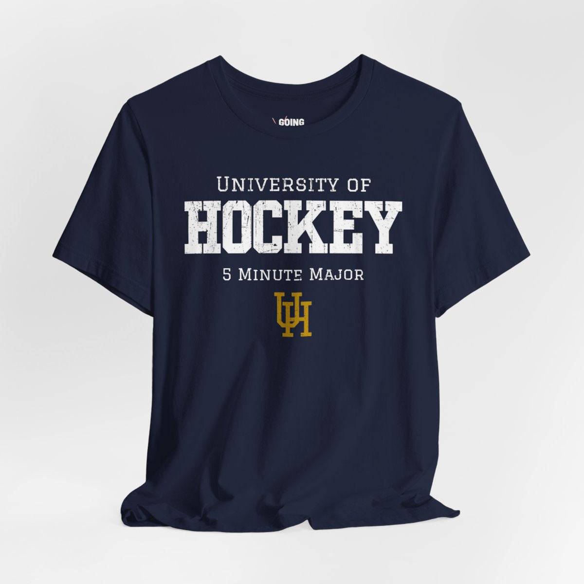 Funny Hockey T-Shirt - University Of Hockey 5 Minute Major Hockey Shirt - Funny Hockey Gifts - Funny Gift For Hockey Players - Main Navy - University Of Hockey