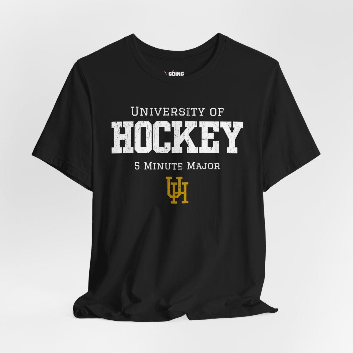 Funny Hockey T-Shirt - University Of Hockey 5 Minute Major Hockey Shirt - Funny Hockey Gifts - Funny Gift For Hockey Players - Front Black - University Of Hockey
