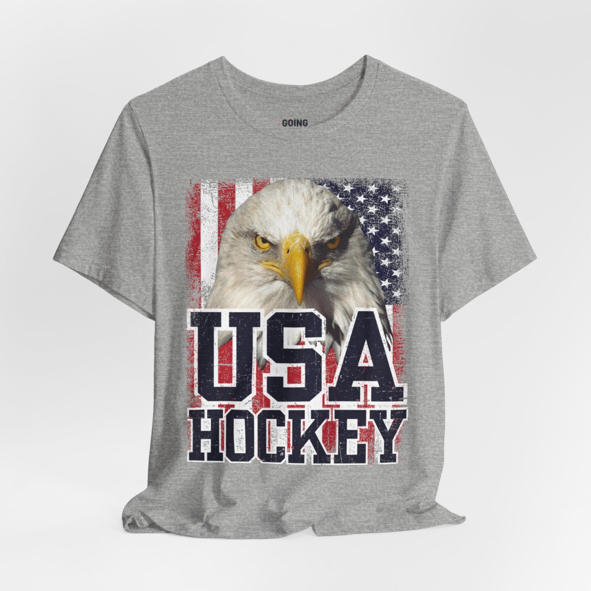 Funny Hockey T-Shirt - Funny Hockey Gifts - Funny Gift For Hockey Players - Size Chart - Grey Front - Hockey Eagle - Hockey T-Shirt - USA Hockey Shirt - Hockey Gifts - Gift For Hockey Players