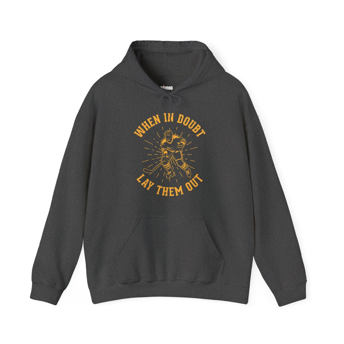 Funny Hockey Hoodie - Funny Hockey Gifts - Funny Gift For Hockey Players - Dark Grey Front - Hockey No Doubt - Hockey Hoodie - When In Doubt Let Them Out Hockey Hoodie - Hockey Gifts - Gift For Hockey Players