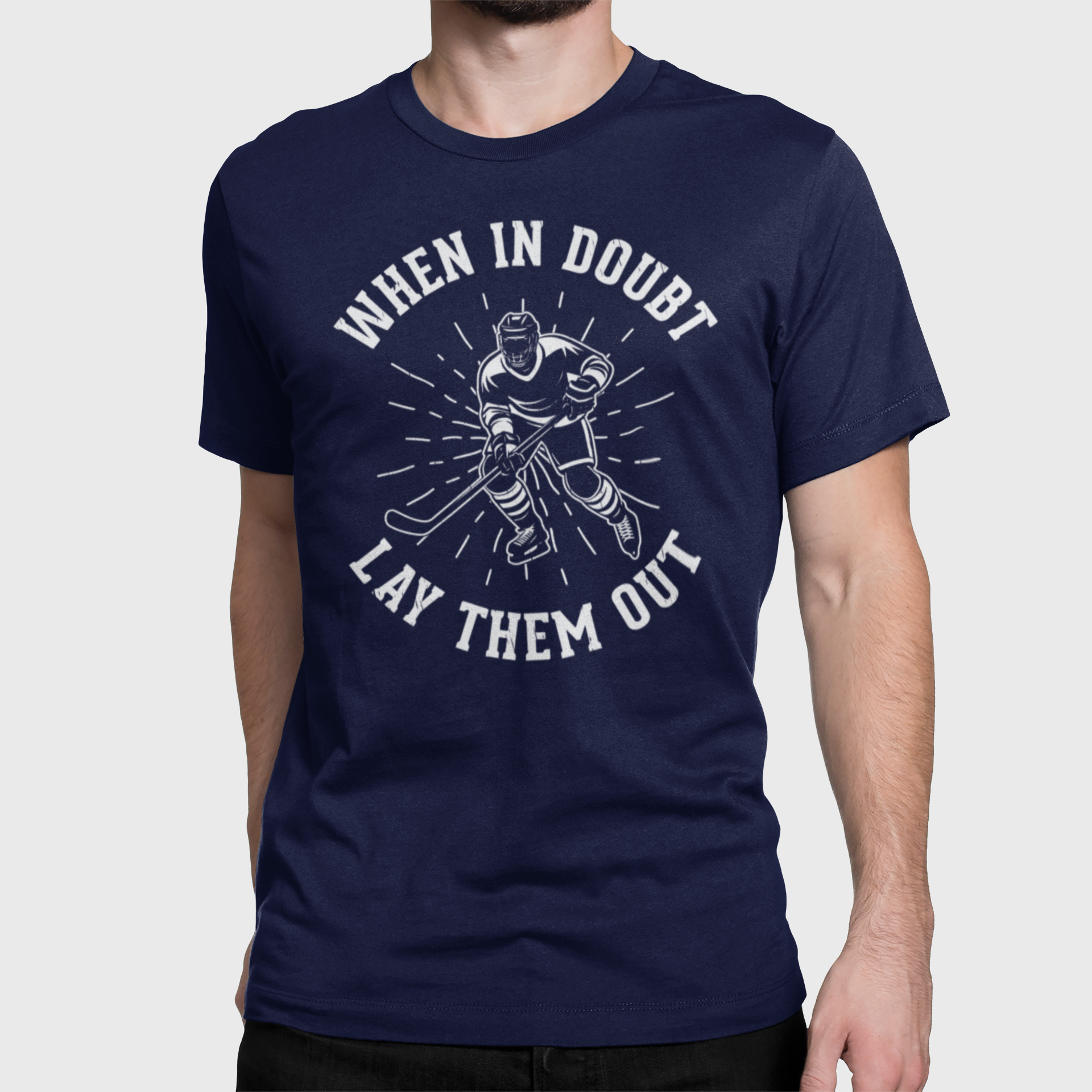 Funny Hockey T-Shirt - Funny Hockey Gifts - Funny Gift For Hockey Players - Size Chart - Mockups 5 - Hockey No Doubt - Hockey T-Shirt - When In Doubt Lay Them Out Hockey Shirt - Hockey Gifts - Gift For Hockey Players