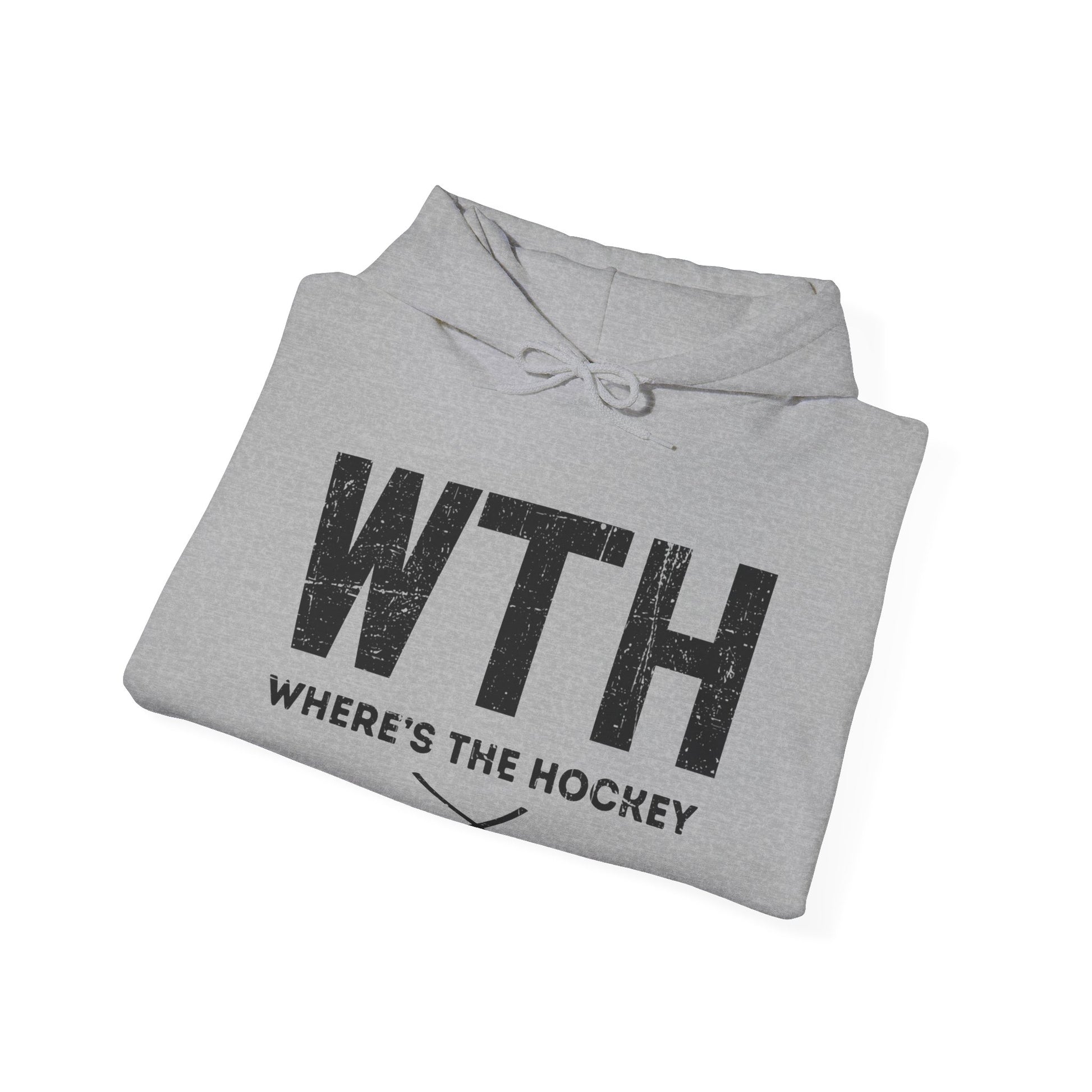 Grey Folded - WT Hockey - Hockey Hoodie - Where's The Hockey Hockey Hoodie - Hockey Gifts - Gift For Hockey Players
